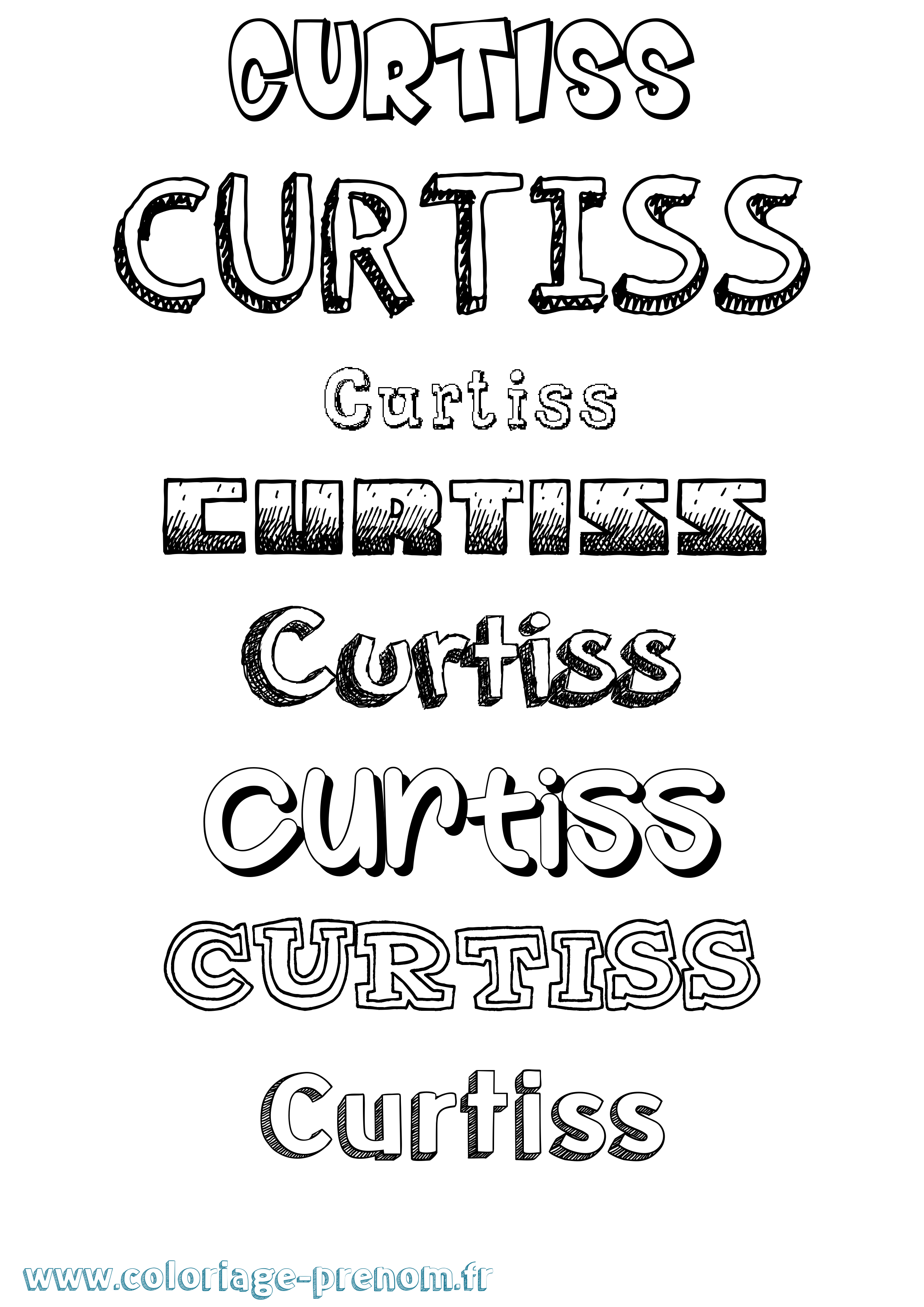 Coloriage Curtiss Dessiné Coloriage prénom Curtiss Dessiné