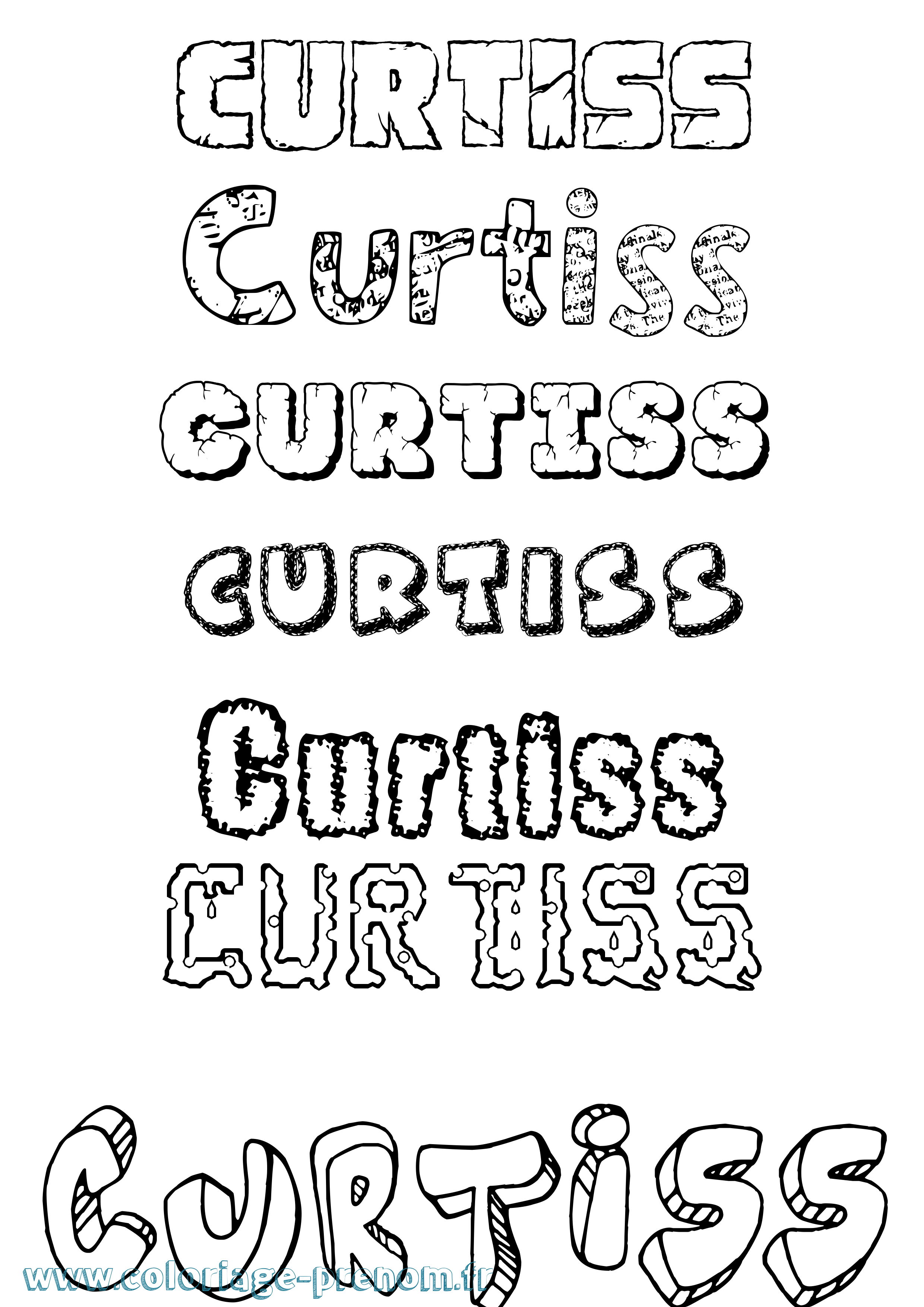 Coloriage Curtiss Destructuré Coloriage prénom Curtiss Destructuré