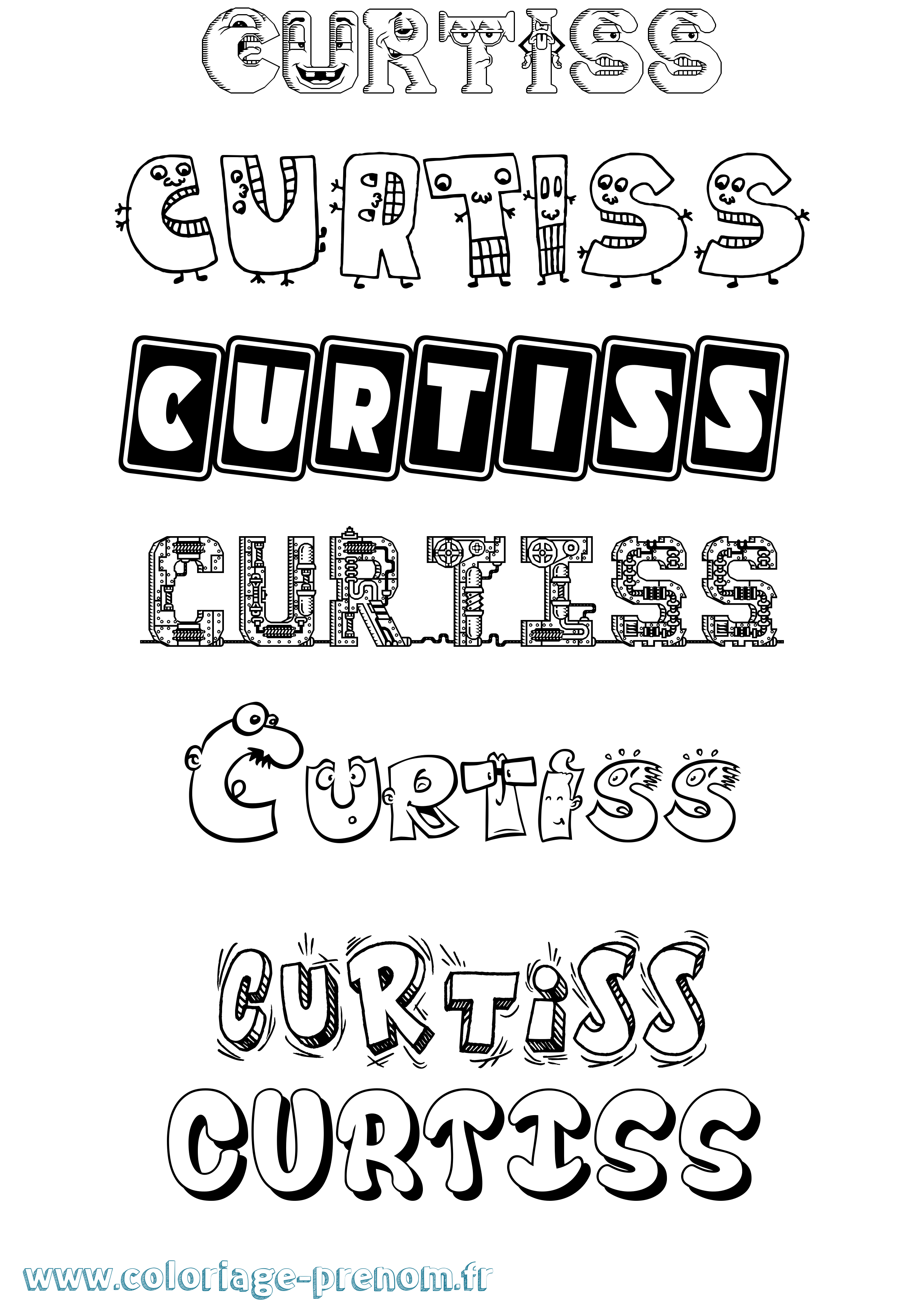 Coloriage Curtiss Fun Coloriage prénom Curtiss Fun