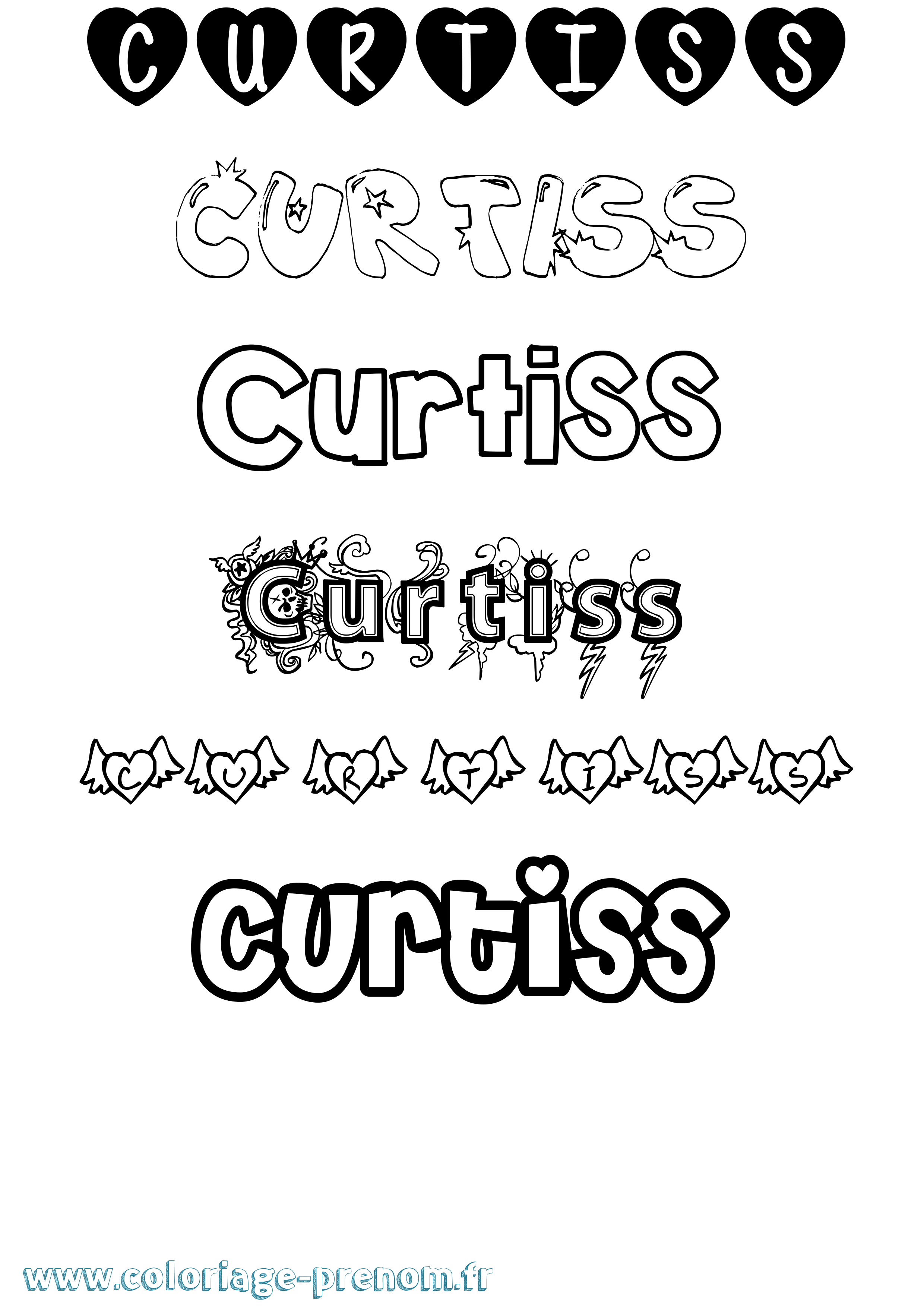 Coloriage Curtiss Girly Coloriage prénom Curtiss Girly
