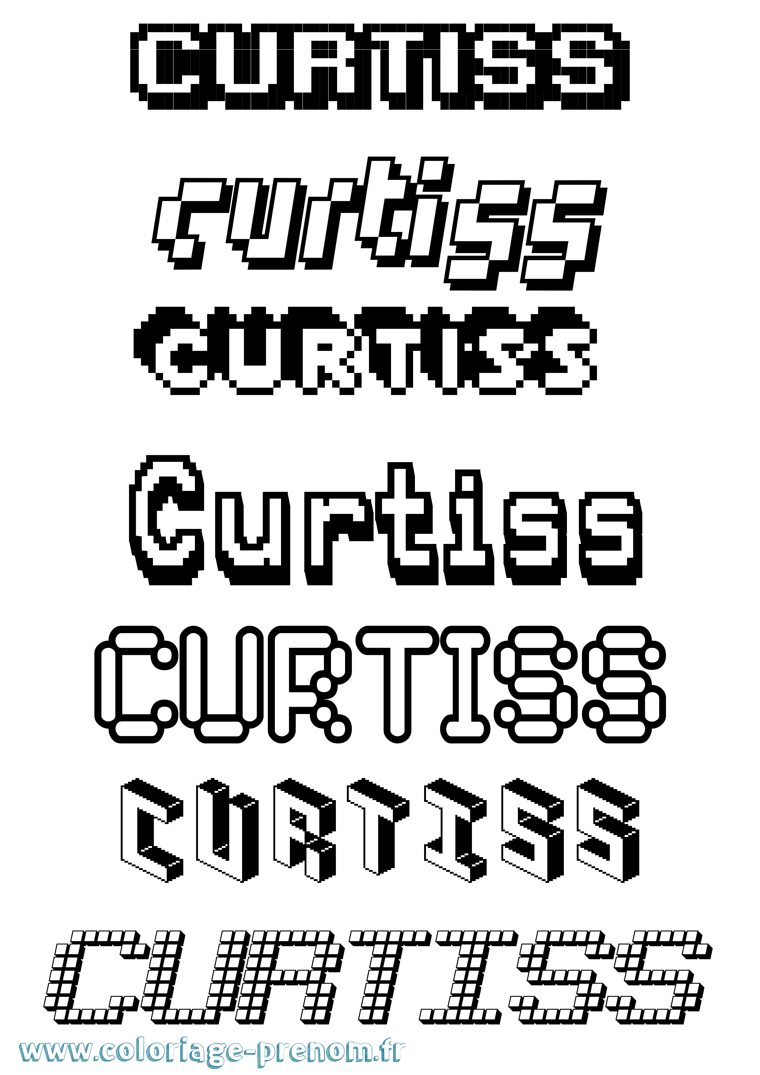 Coloriage Curtiss Pixel Coloriage prénom Curtiss Pixel