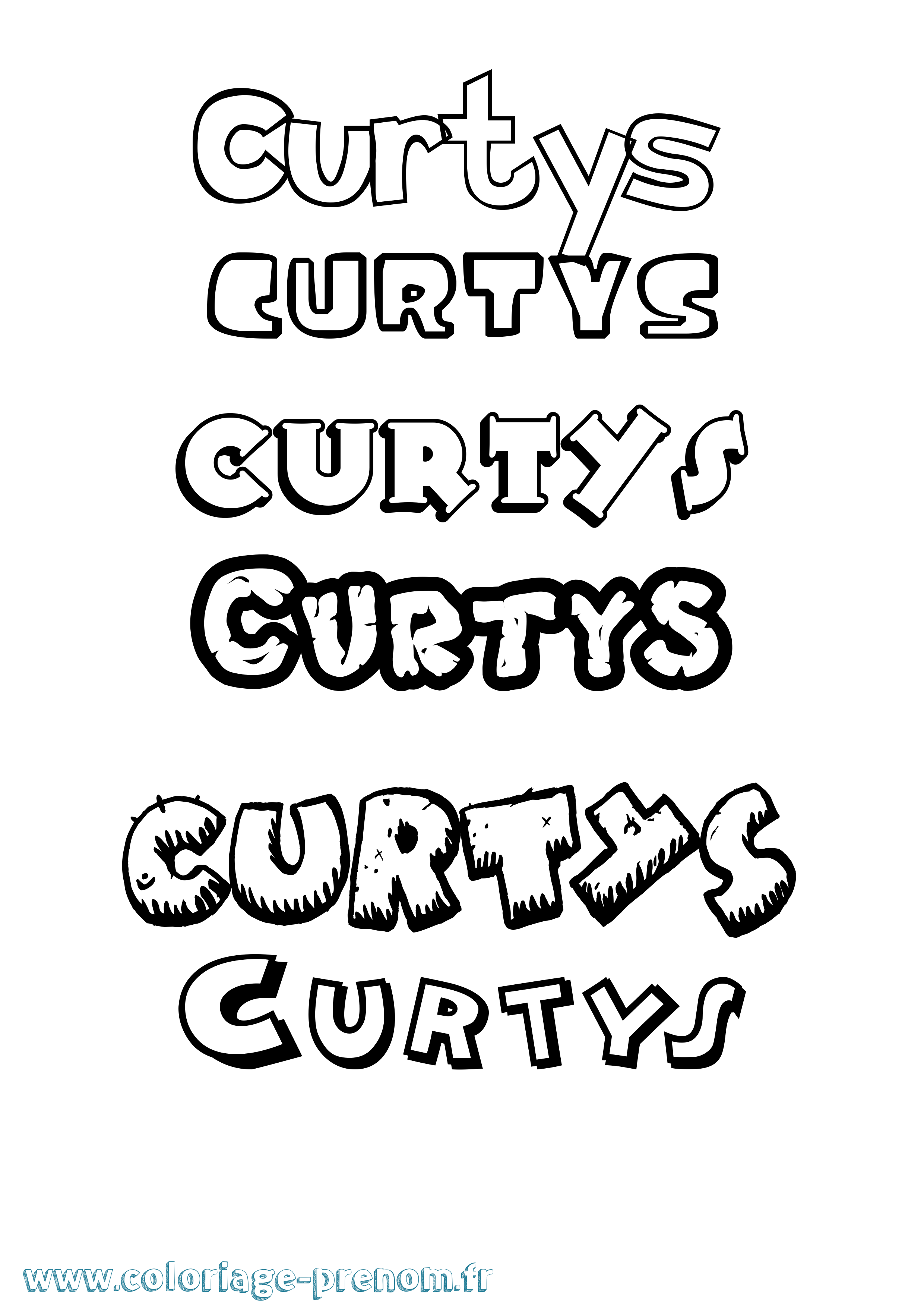 Coloriage Curtys Dessin Animé Coloriage prénom Curtys Dessin Animé