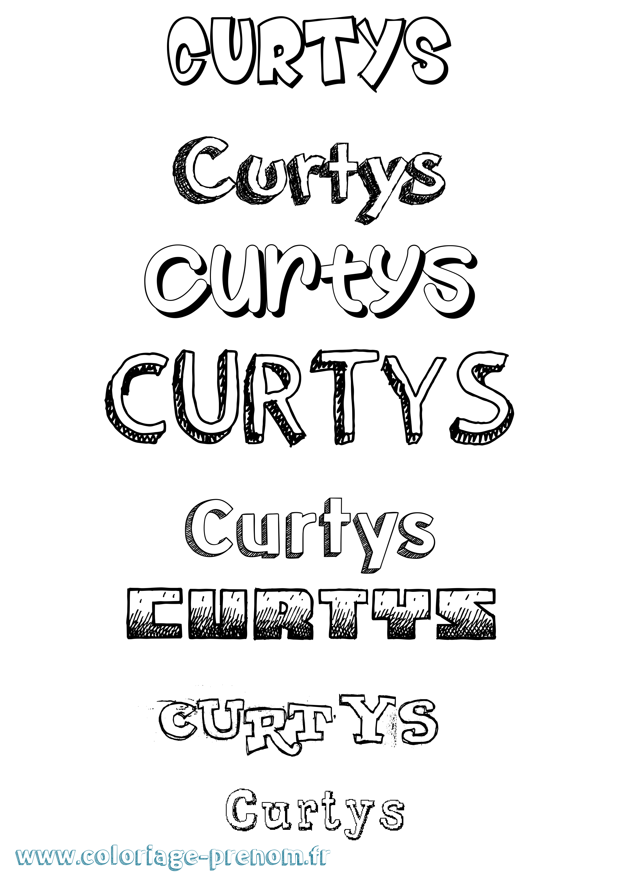 Coloriage Curtys Dessiné Coloriage prénom Curtys Dessiné