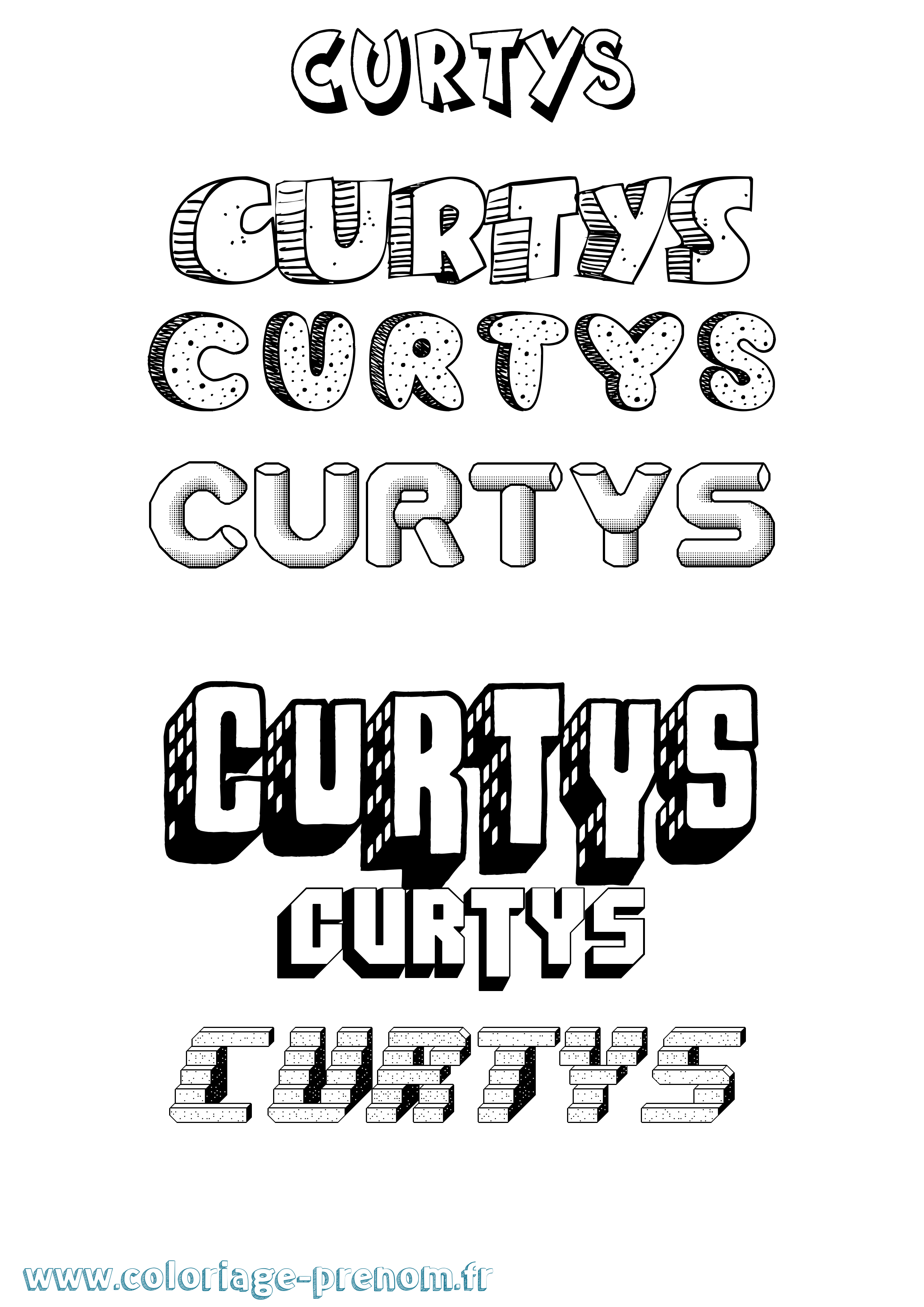 Coloriage Curtys Effet 3D Coloriage prénom Curtys Effet 3D