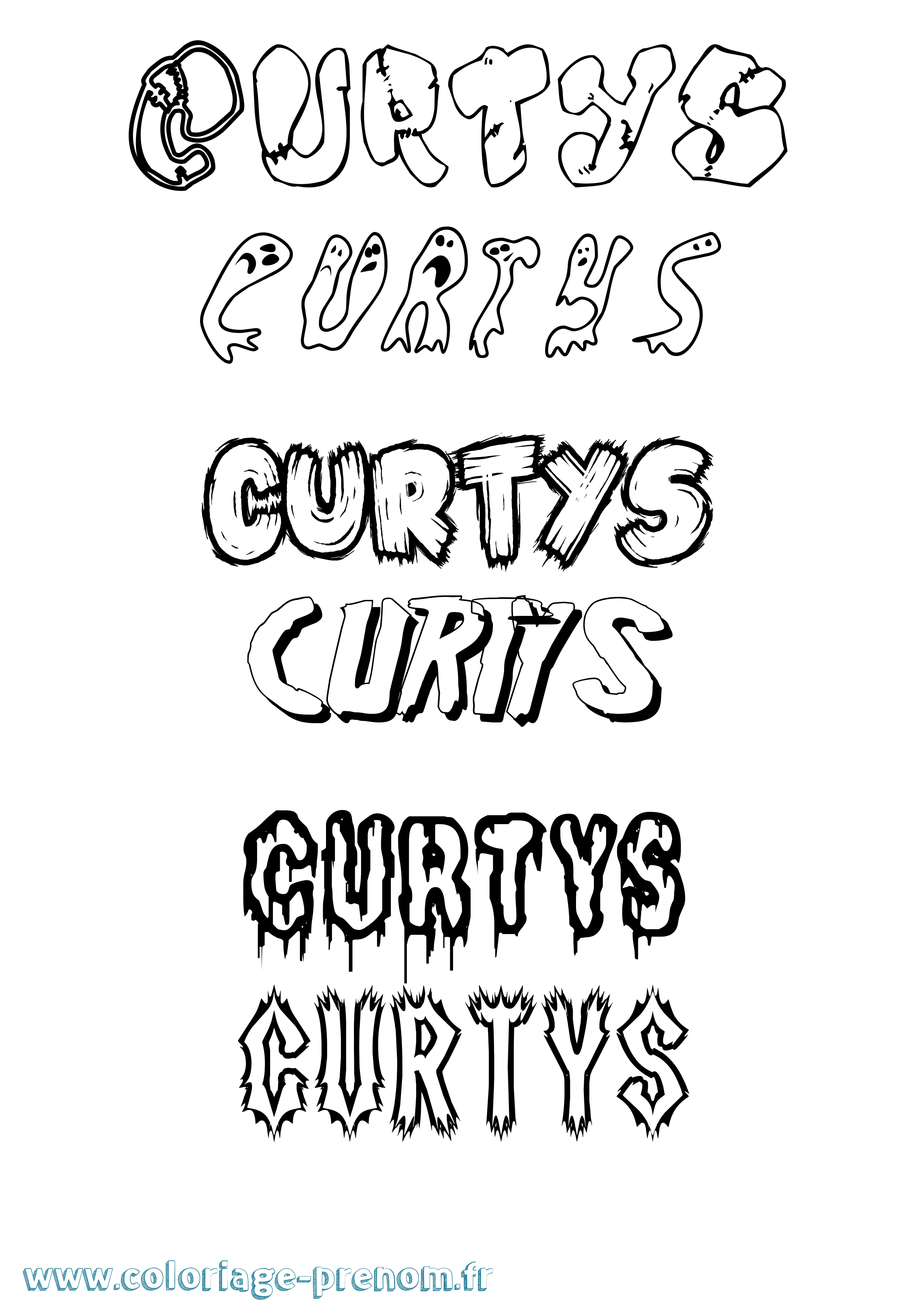 Coloriage Curtys Frisson Coloriage prénom Curtys Frisson