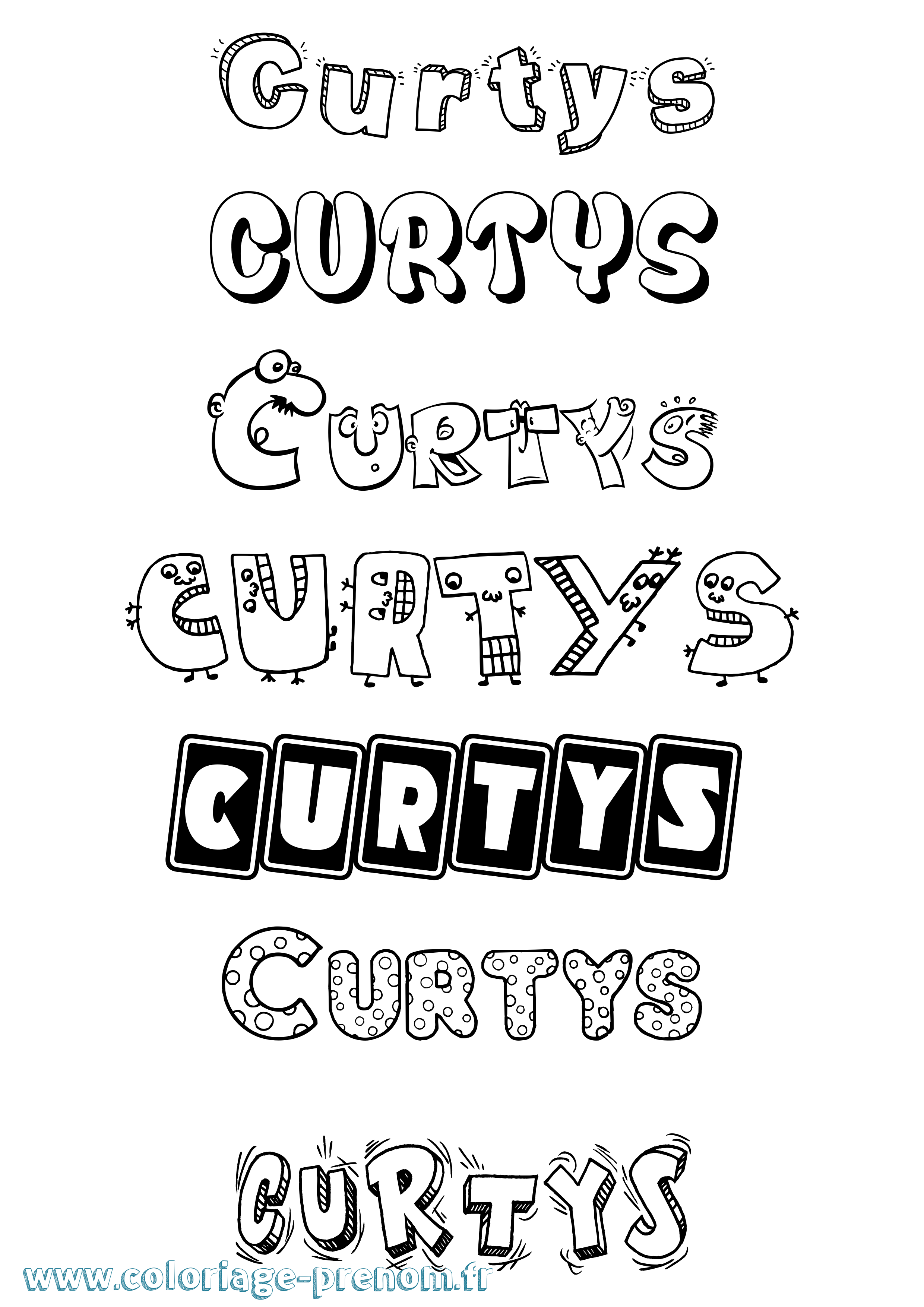 Coloriage Curtys Fun Coloriage prénom Curtys Fun