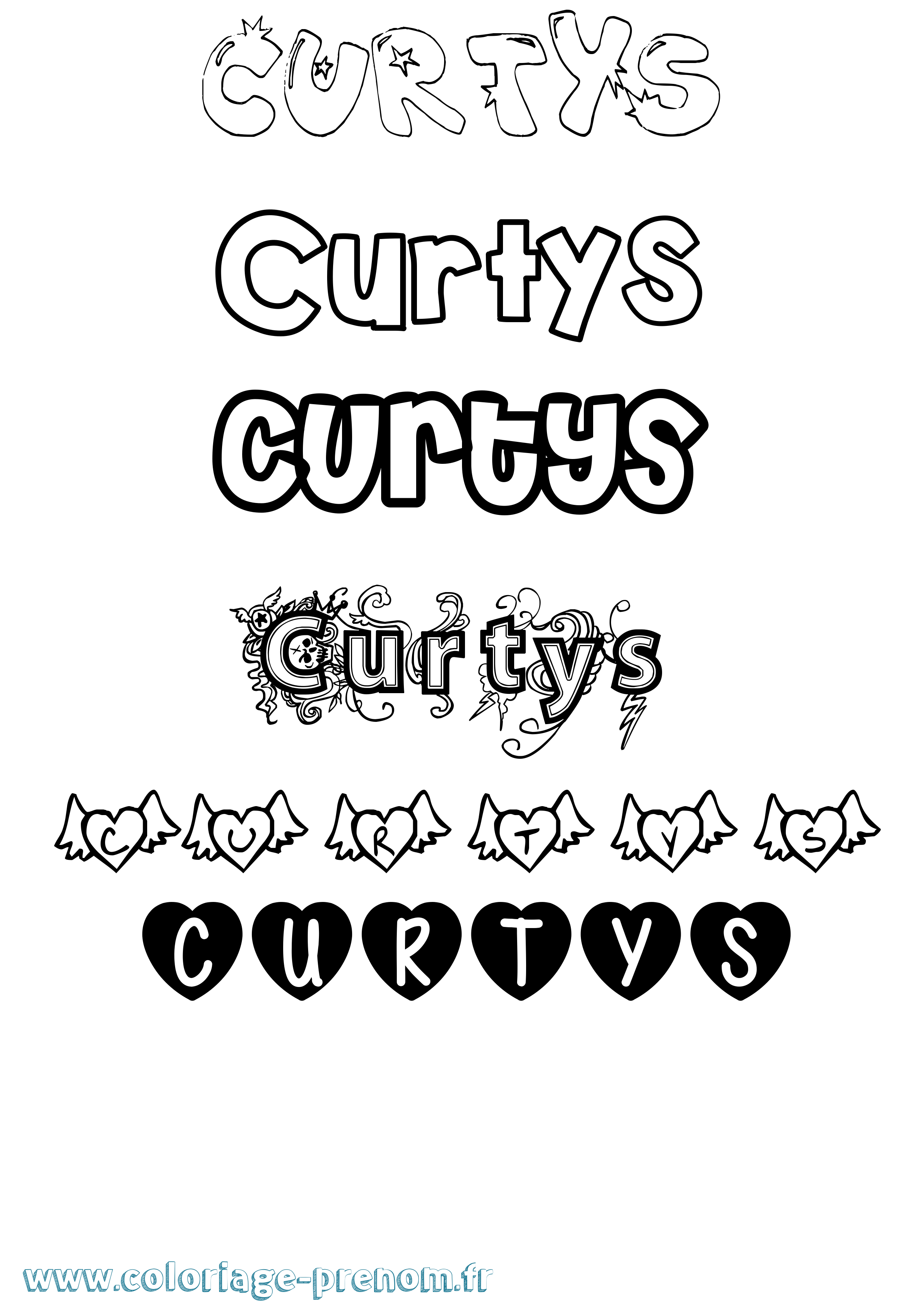 Coloriage Curtys Girly Coloriage prénom Curtys Girly