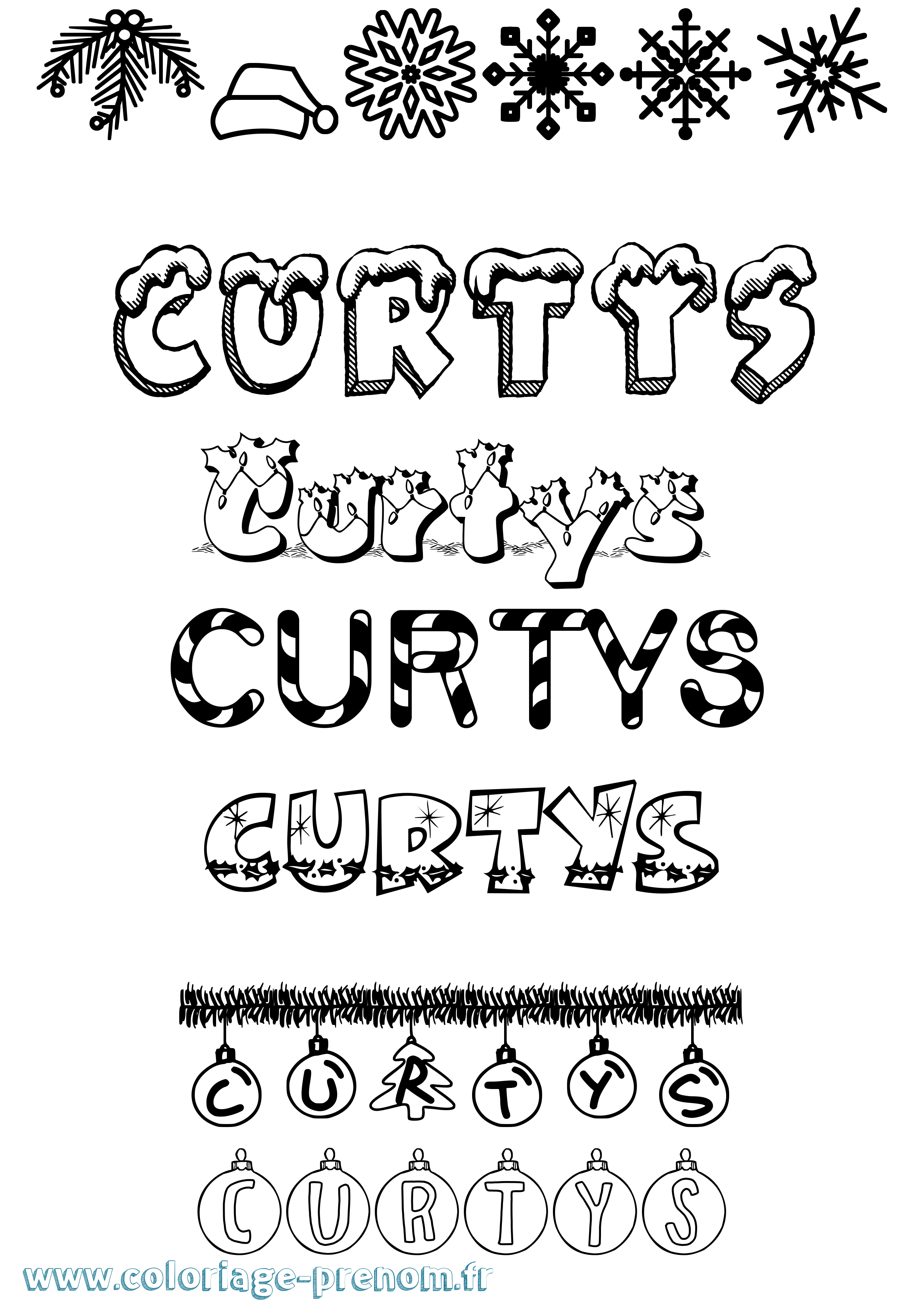 Coloriage Curtys Noël Coloriage prénom Curtys Noël