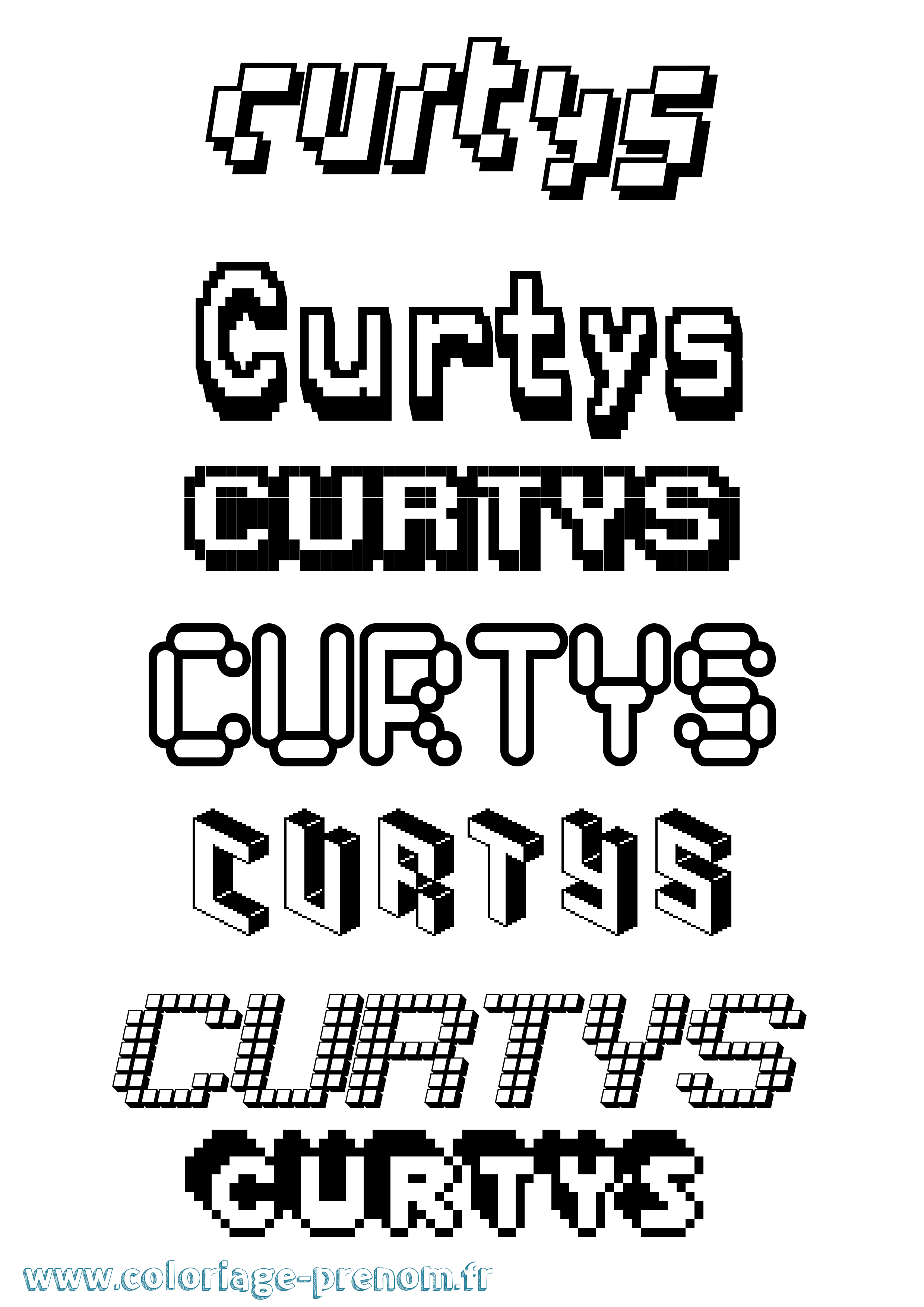 Coloriage Curtys Pixel Coloriage prénom Curtys Pixel