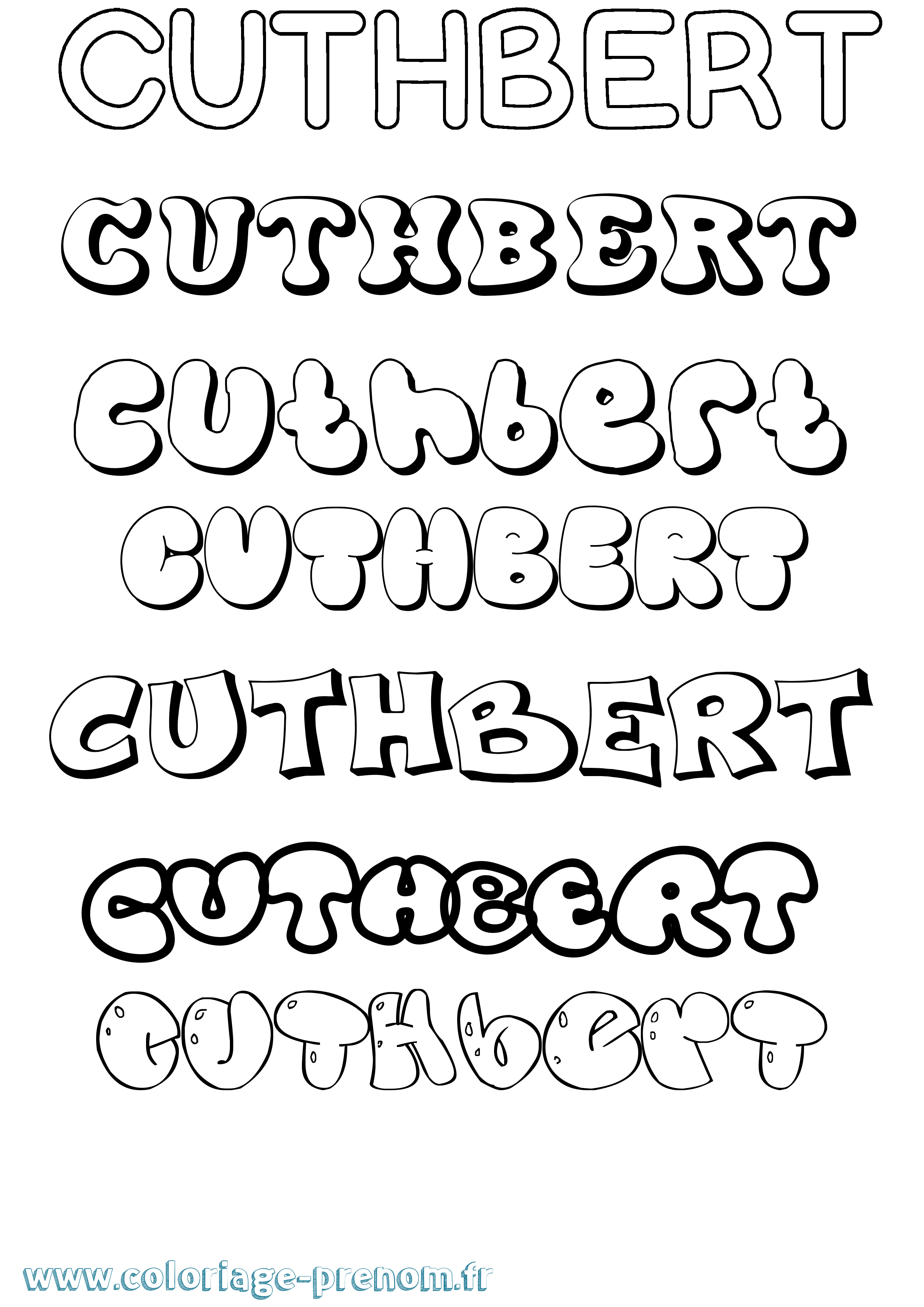 Coloriage Cuthbert Bubble Coloriage prénom Cuthbert Bubble