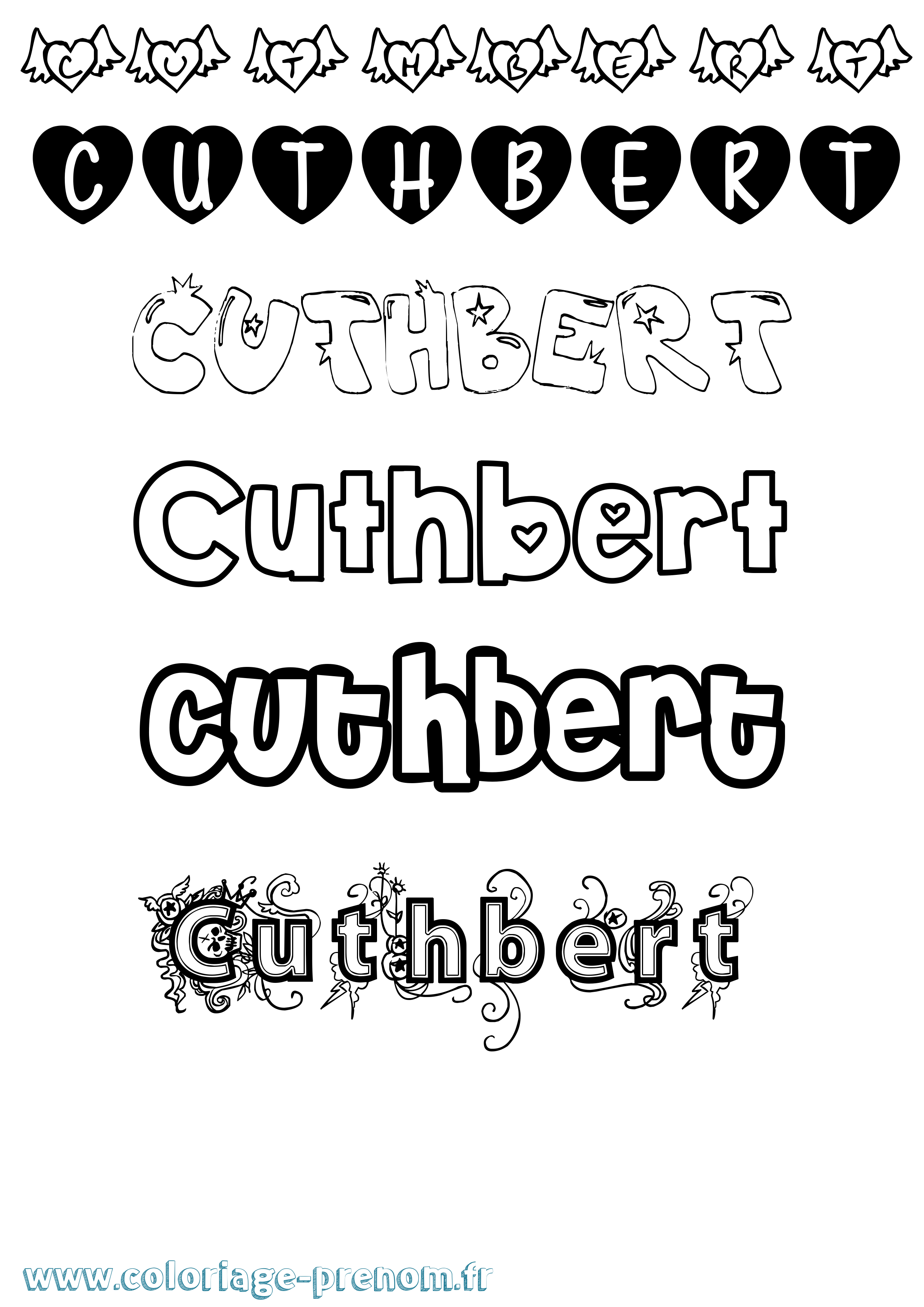 Coloriage Cuthbert Girly Coloriage prénom Cuthbert Girly