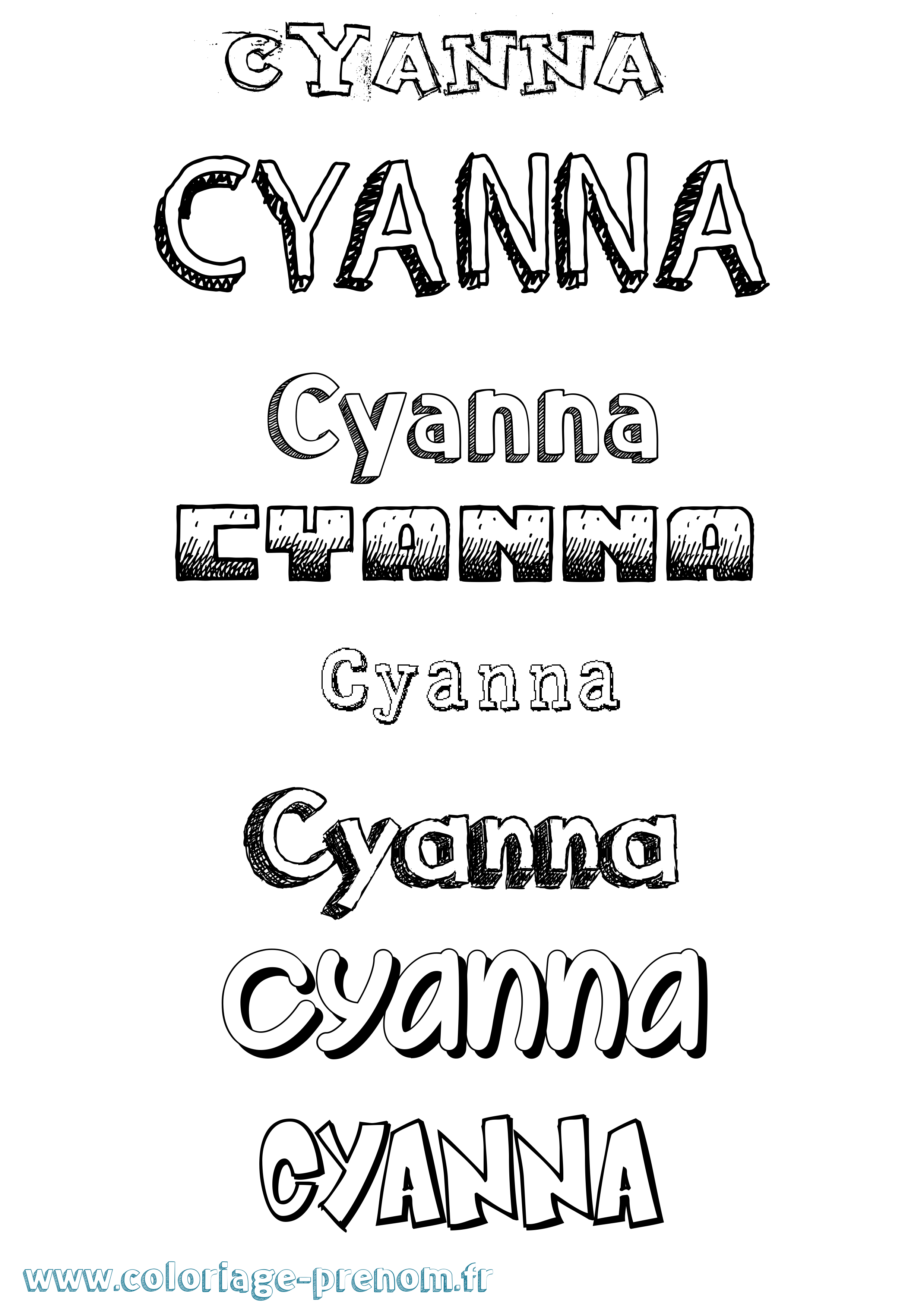 Coloriage Cyanna Dessiné Coloriage prénom Cyanna Dessiné