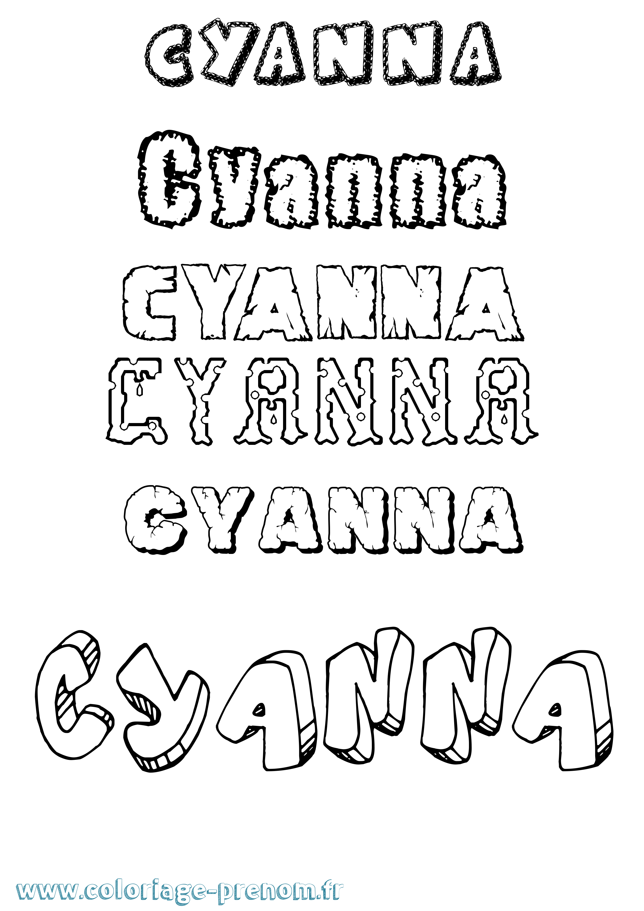 Coloriage Cyanna Destructuré Coloriage prénom Cyanna Destructuré