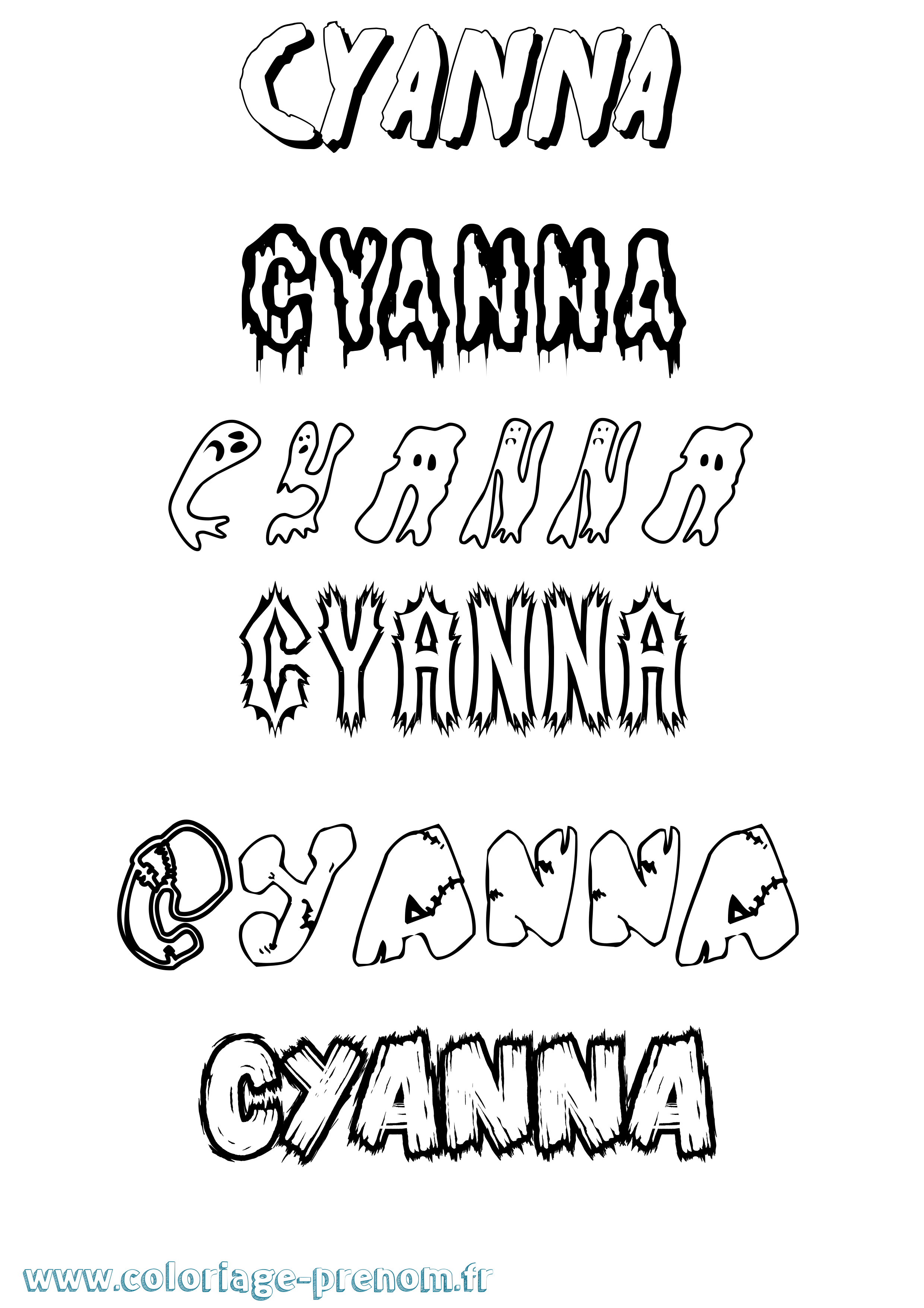 Coloriage Cyanna Frisson Coloriage prénom Cyanna Frisson