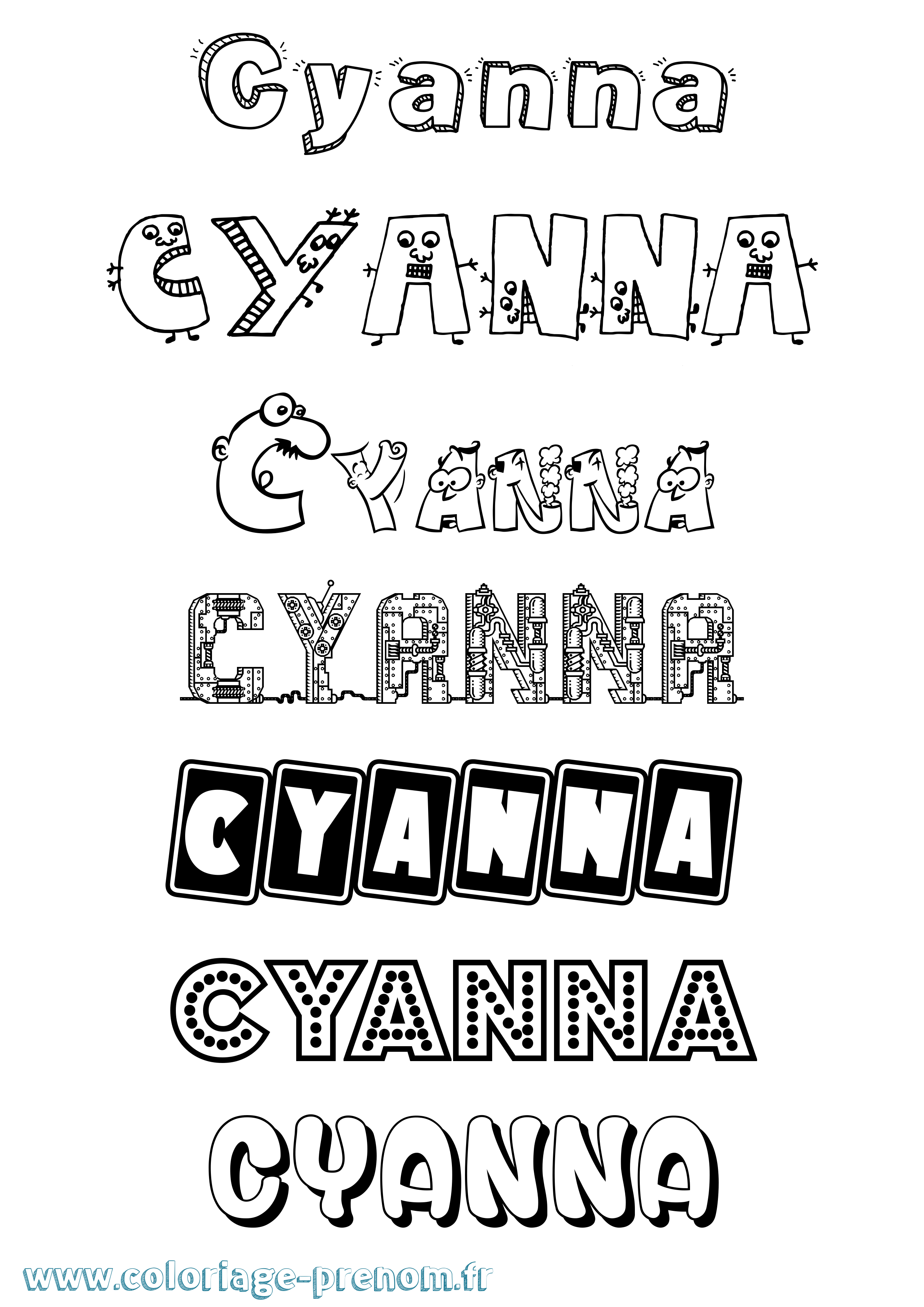 Coloriage Cyanna Fun Coloriage prénom Cyanna Fun