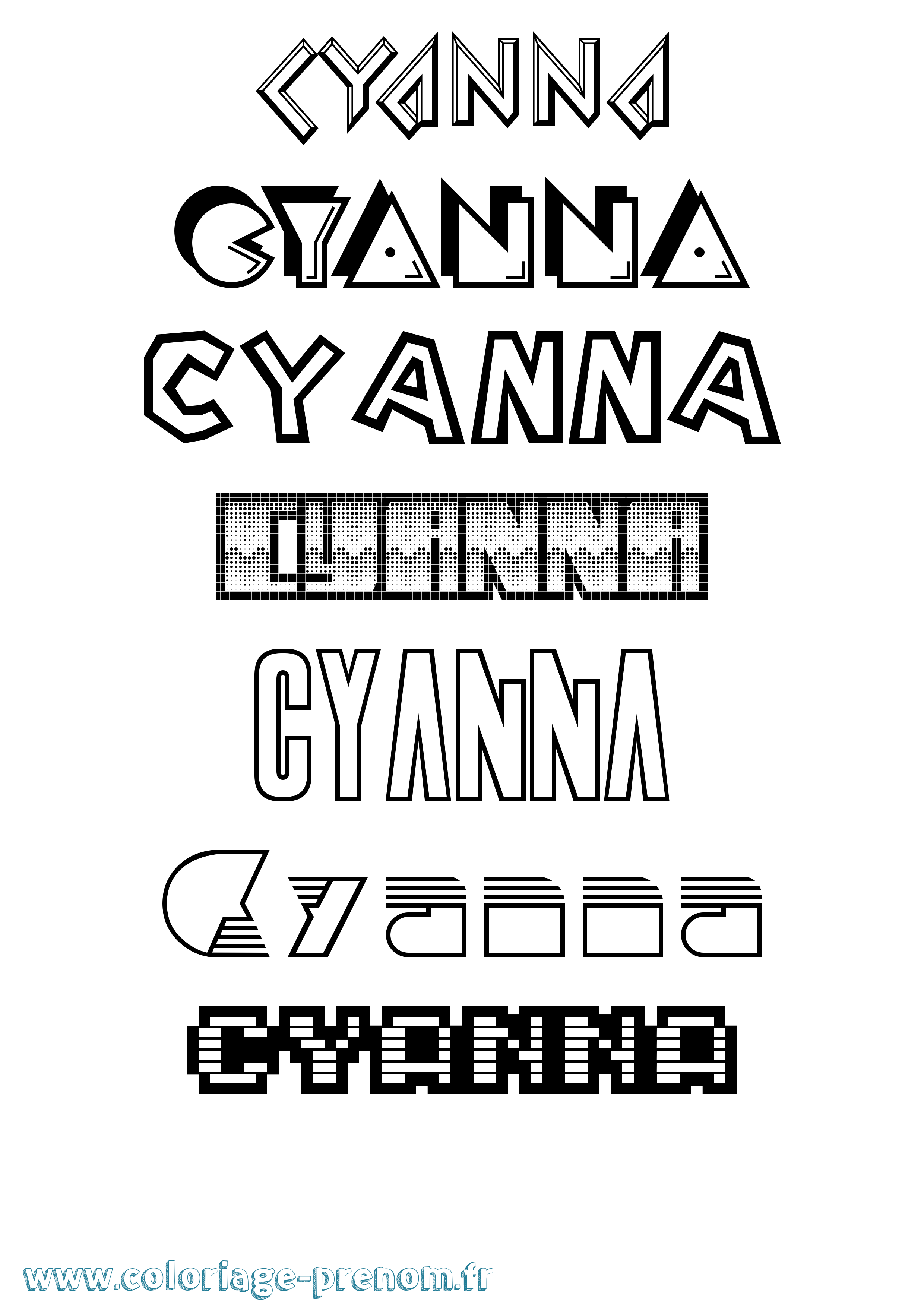 Coloriage Cyanna Jeux Vidéos Coloriage prénom Cyanna Jeux Vidéos
