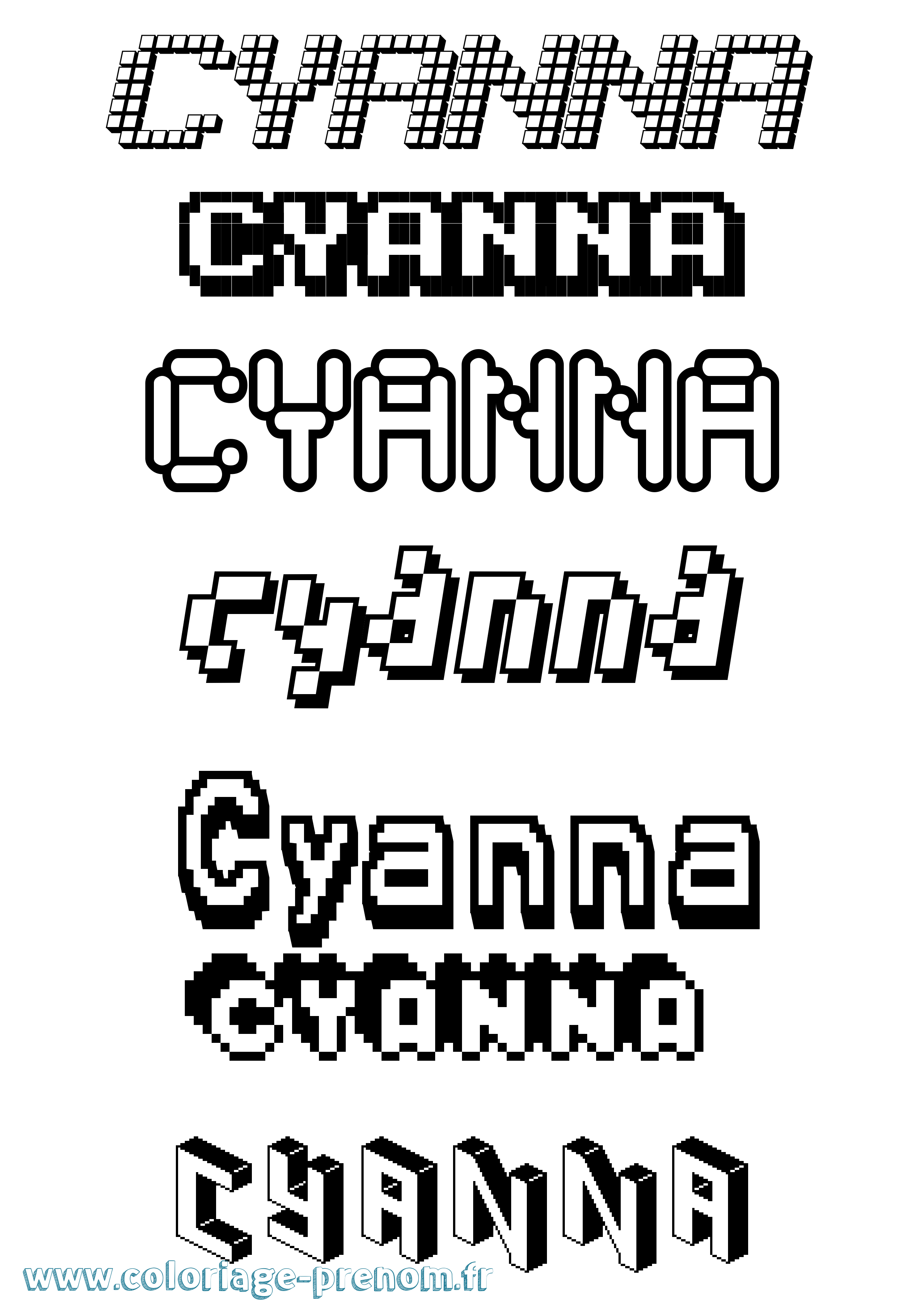 Coloriage Cyanna Pixel Coloriage prénom Cyanna Pixel