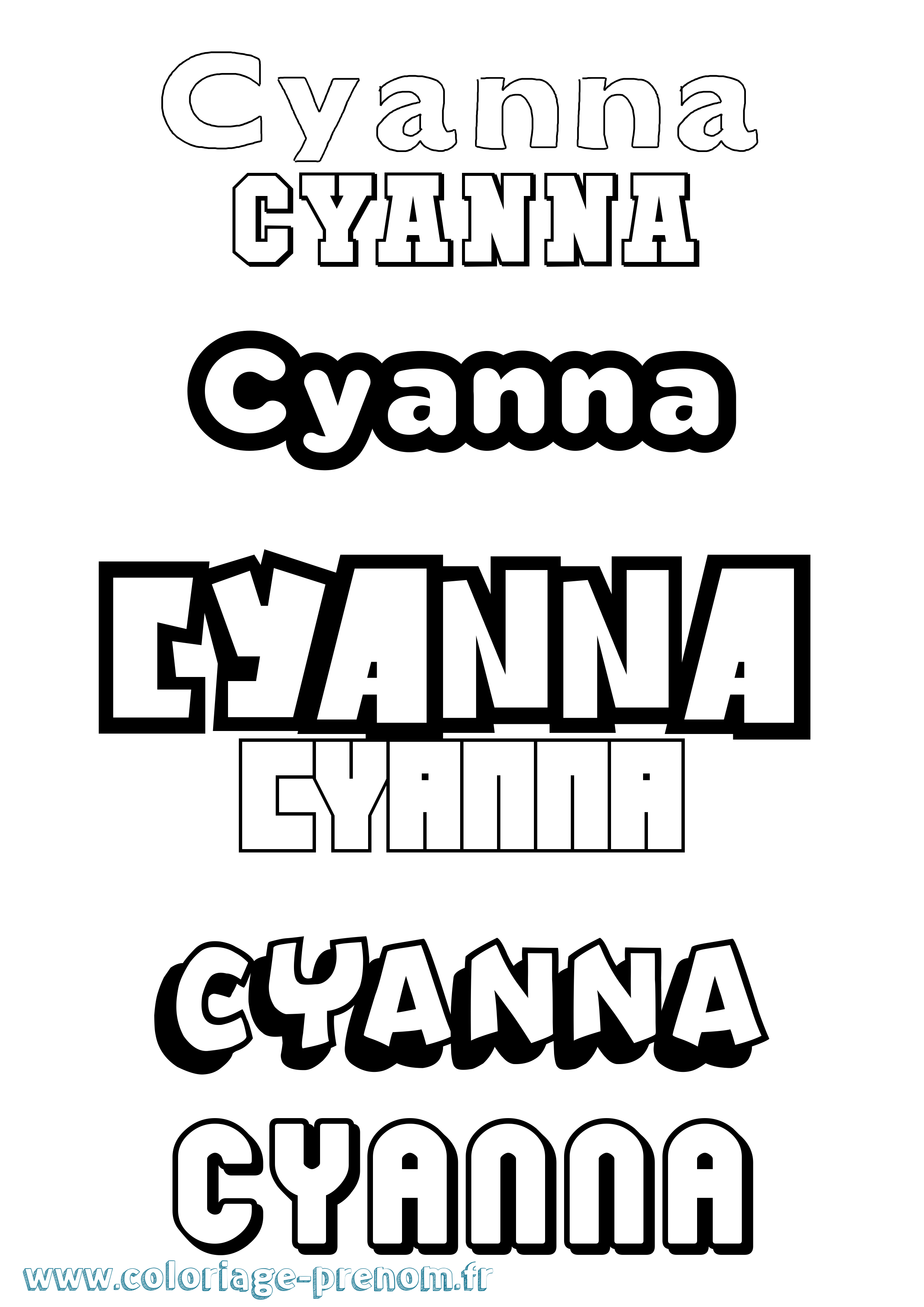 Coloriage Cyanna Simple Coloriage prénom Cyanna Simple