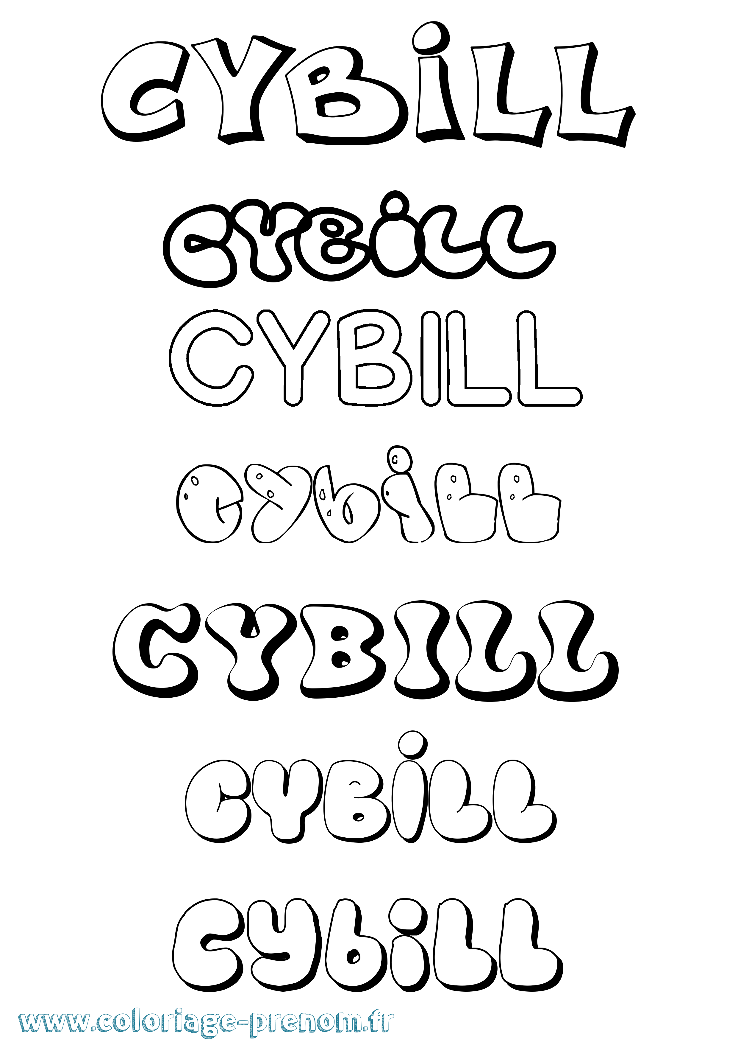 Coloriage Cybill Bubble Coloriage prénom Cybill Bubble