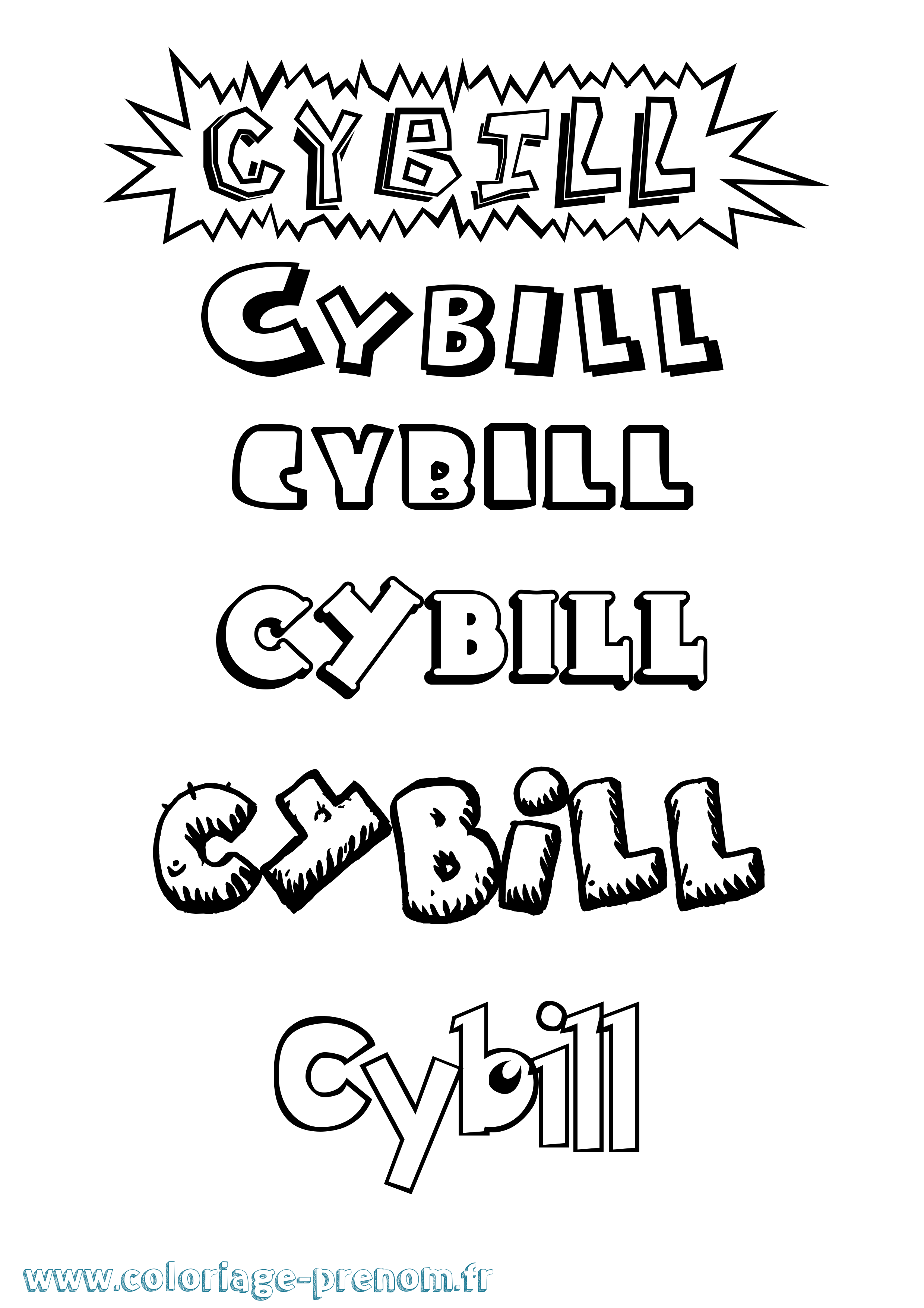 Coloriage Cybill Dessin Animé Coloriage prénom Cybill Dessin Animé