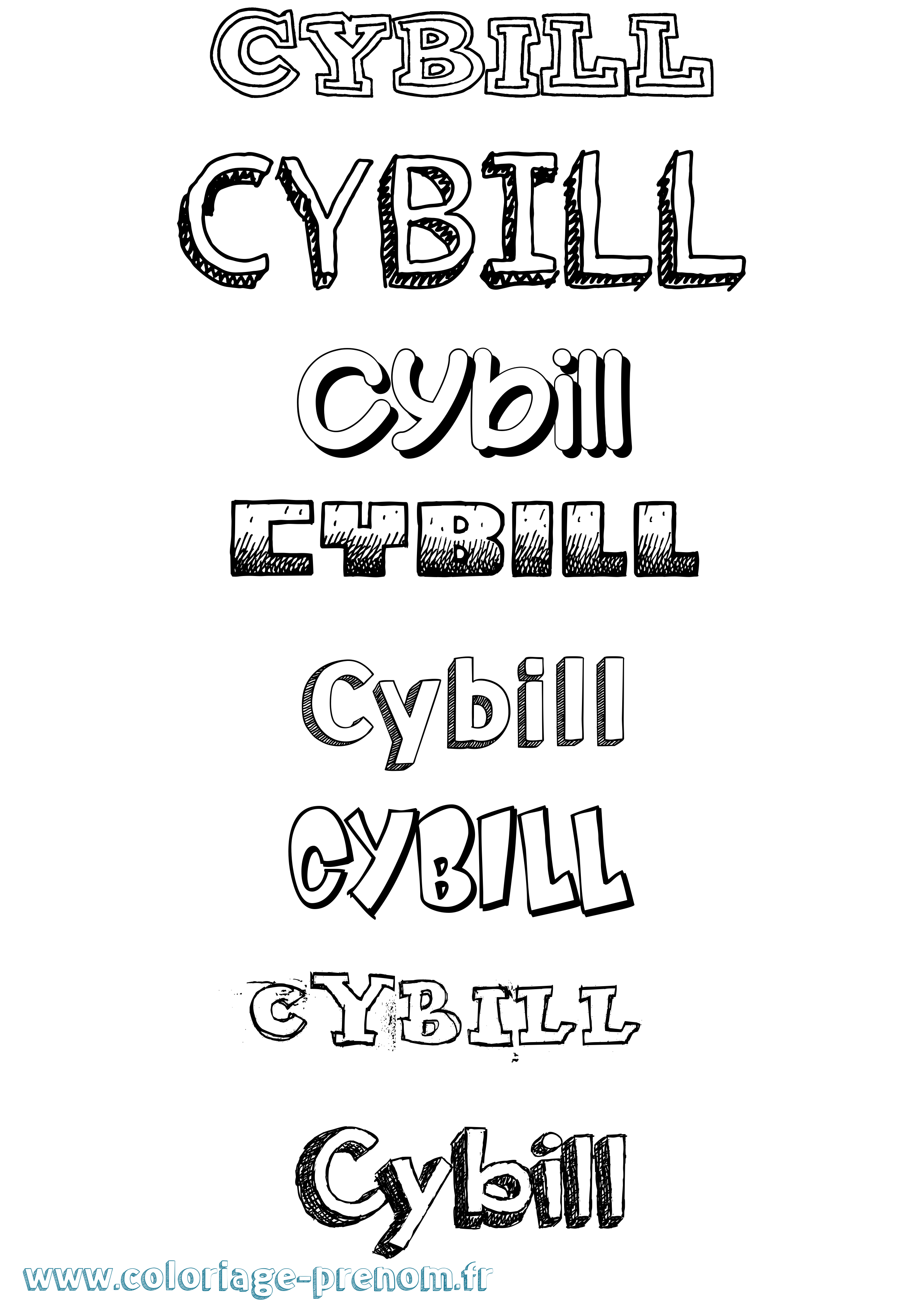Coloriage Cybill Dessiné Coloriage prénom Cybill Dessiné