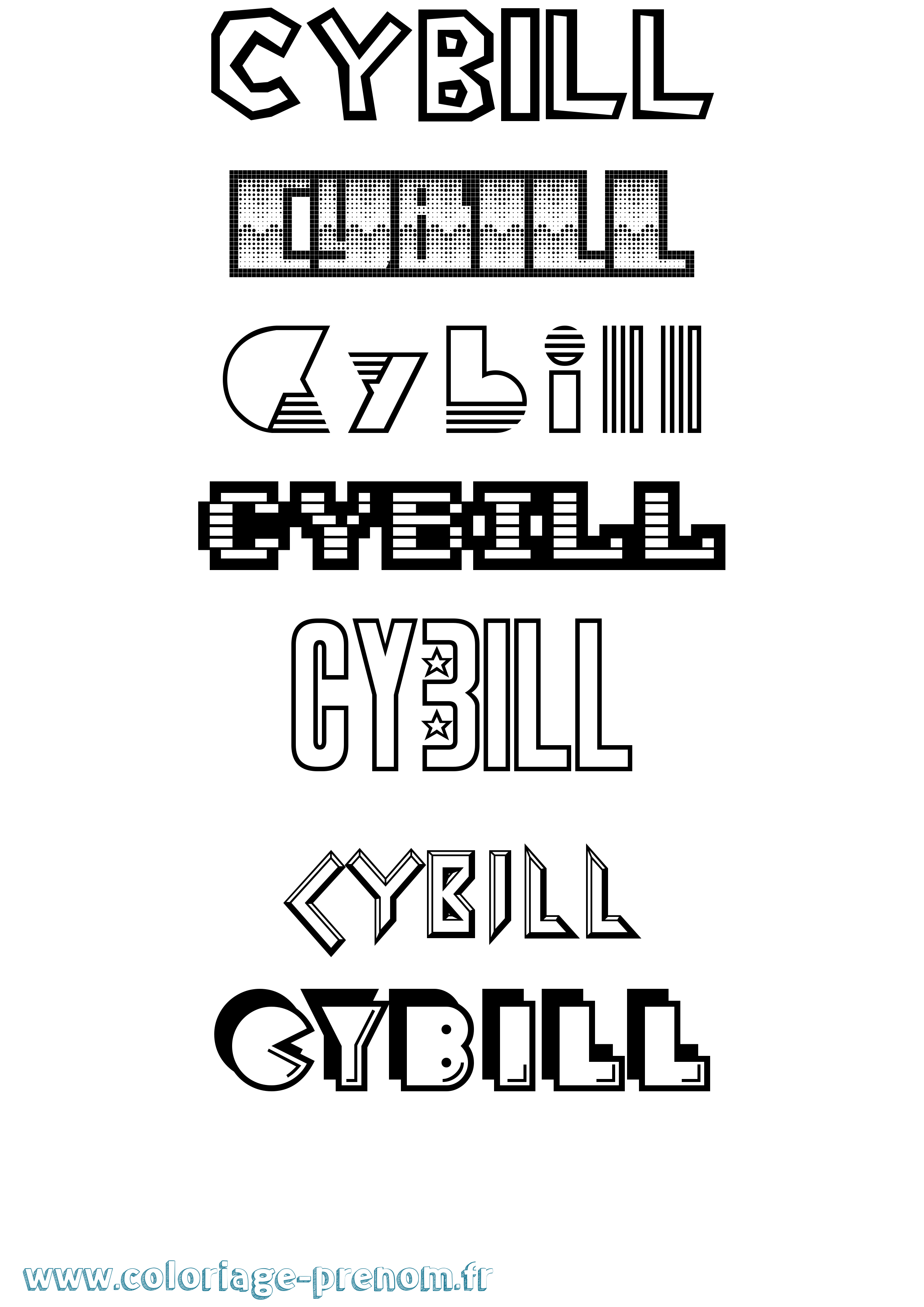 Coloriage Cybill Jeux Vidéos Coloriage prénom Cybill Jeux Vidéos