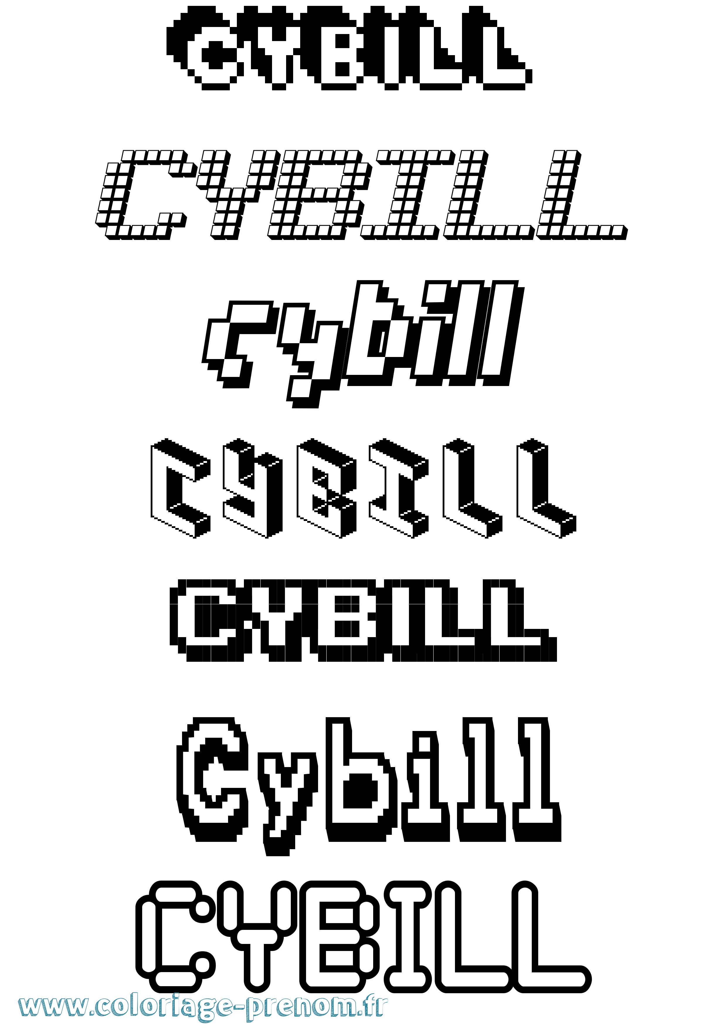 Coloriage Cybill Pixel Coloriage prénom Cybill Pixel