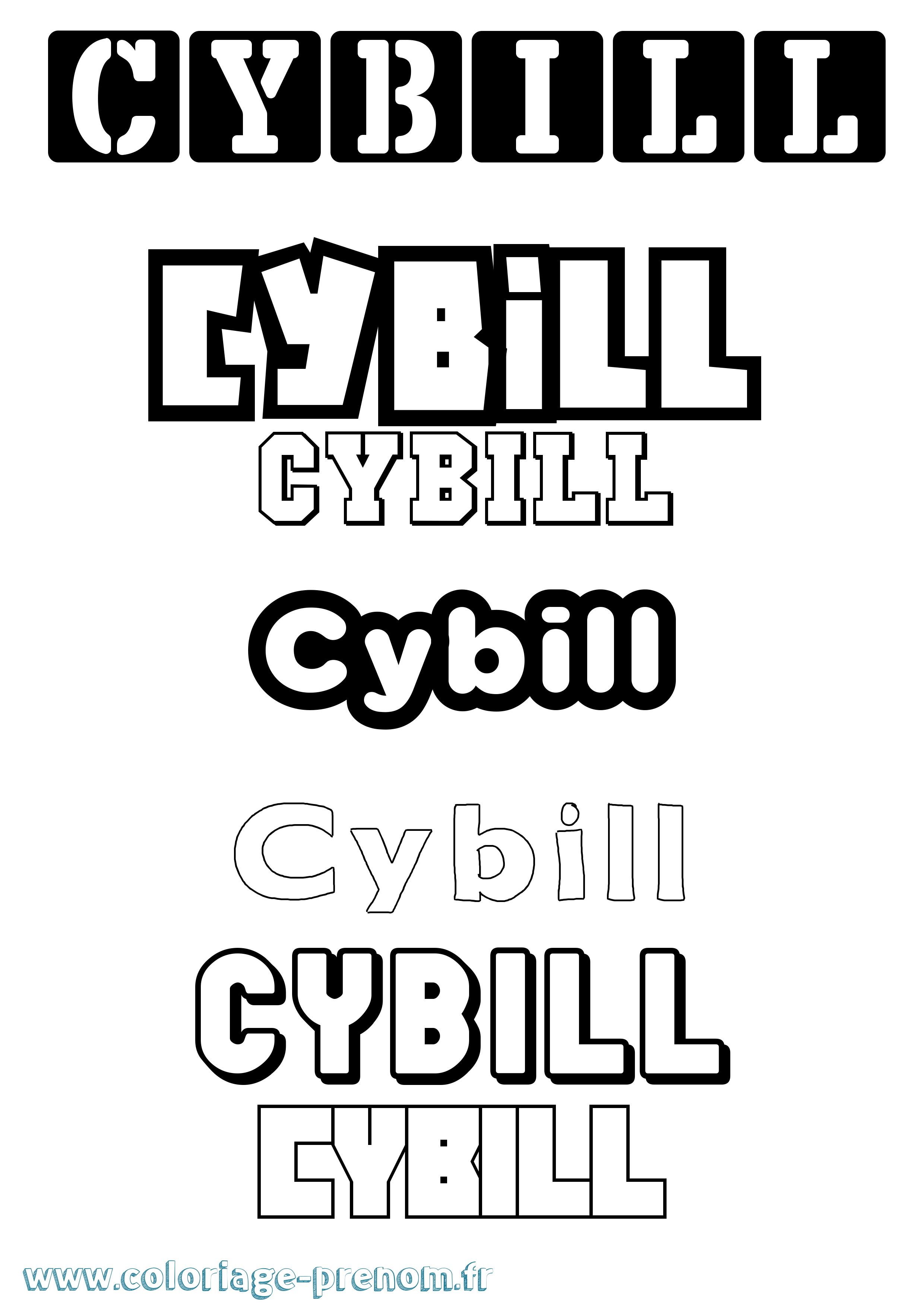 Coloriage Cybill Simple Coloriage prénom Cybill Simple