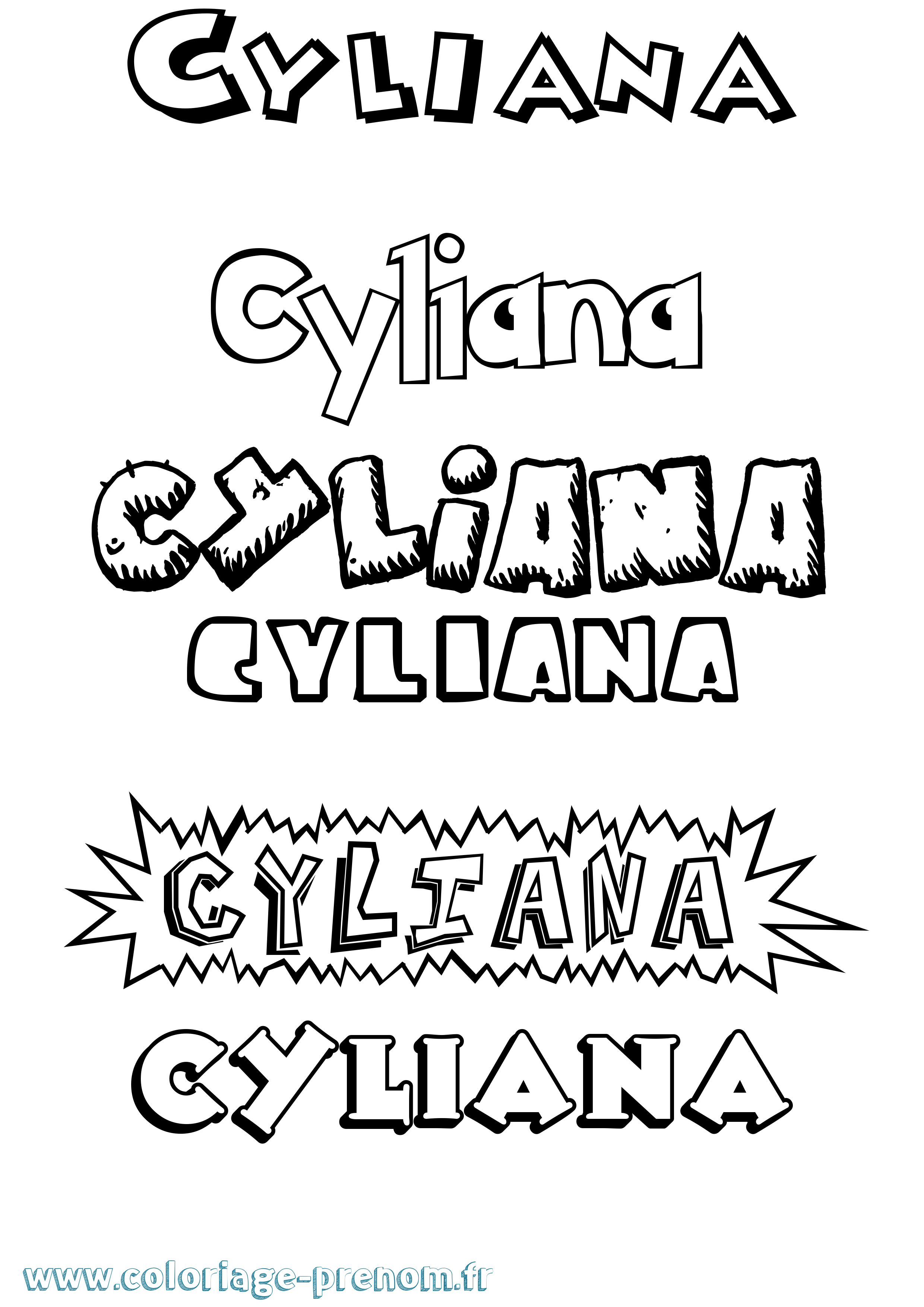 Coloriage Cyliana Dessin Animé Coloriage prénom Cyliana Dessin Animé