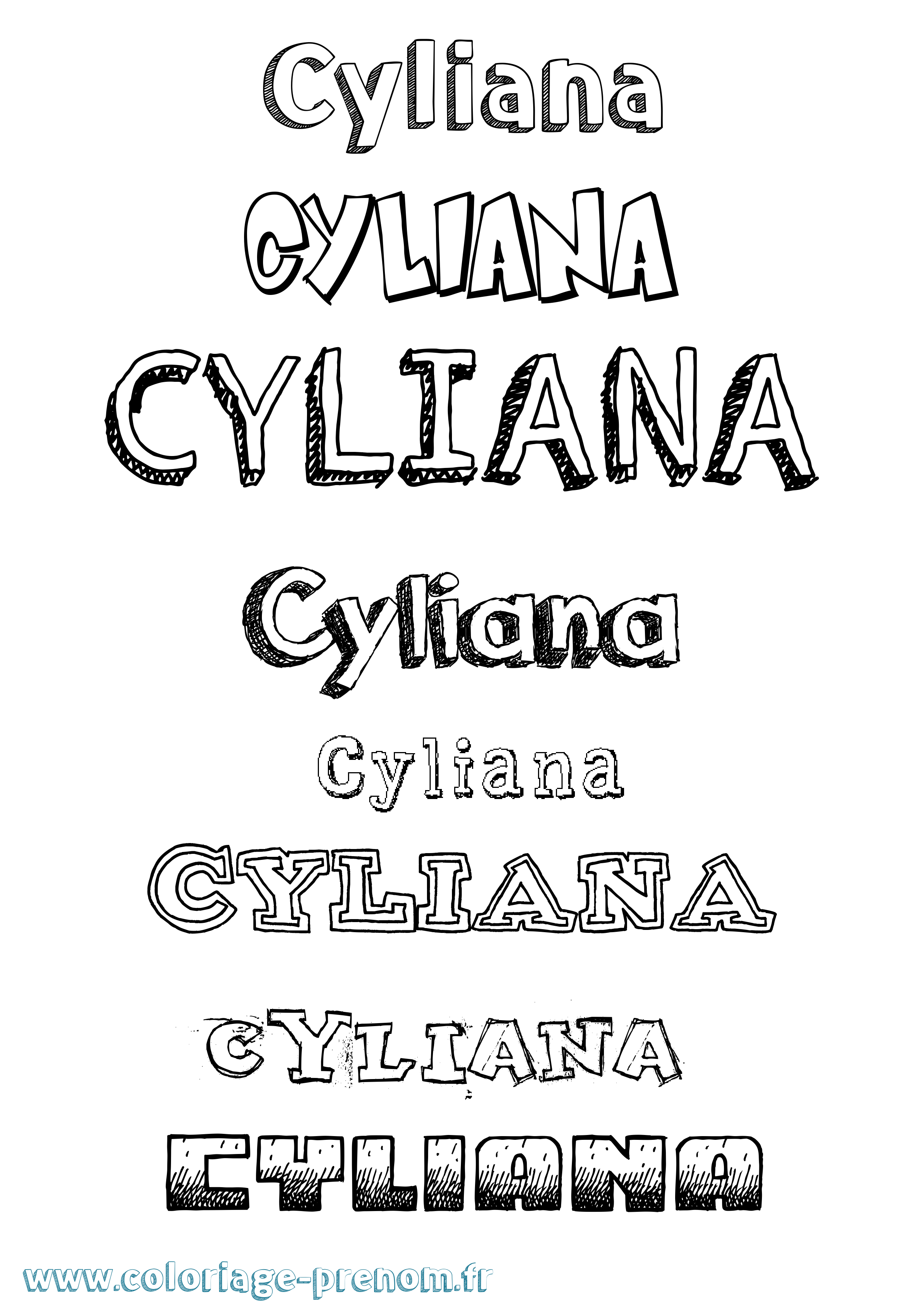 Coloriage Cyliana Dessiné Coloriage prénom Cyliana Dessiné