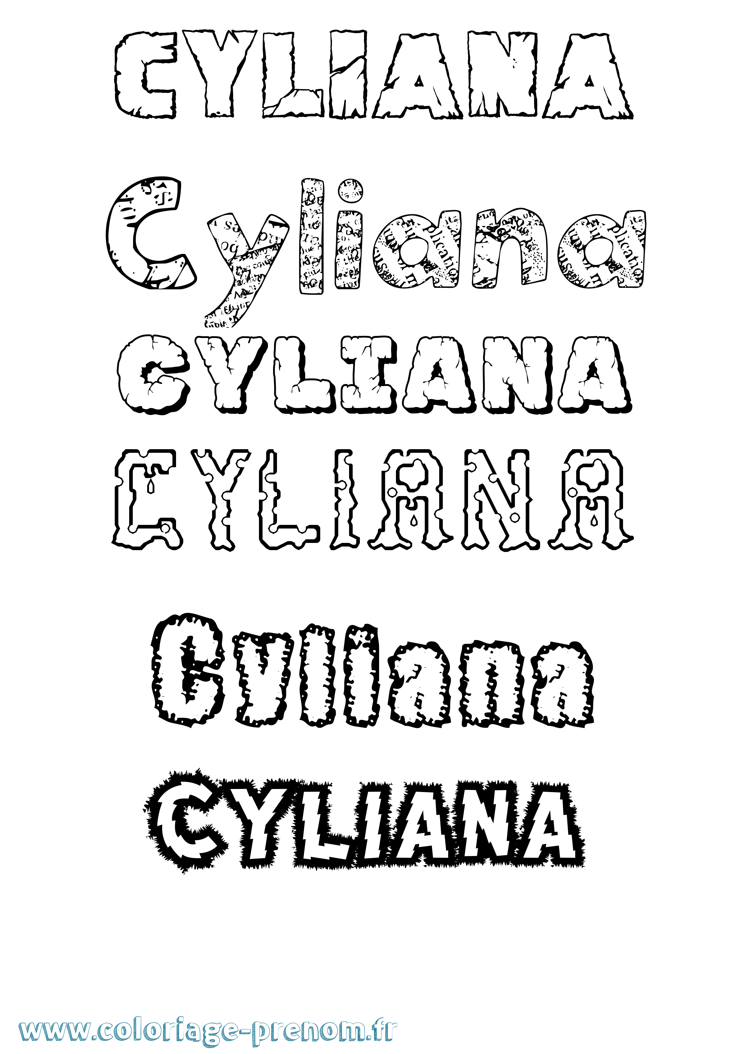 Coloriage Cyliana Destructuré Coloriage prénom Cyliana Destructuré