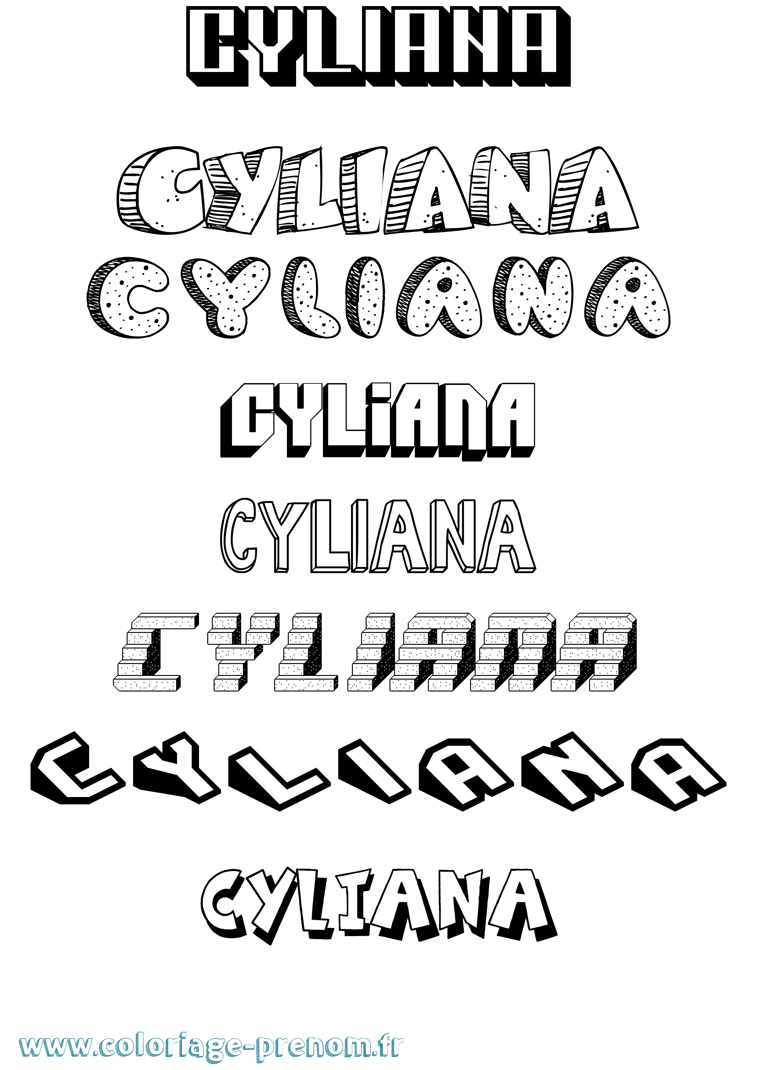 Coloriage Cyliana Effet 3D Coloriage prénom Cyliana Effet 3D