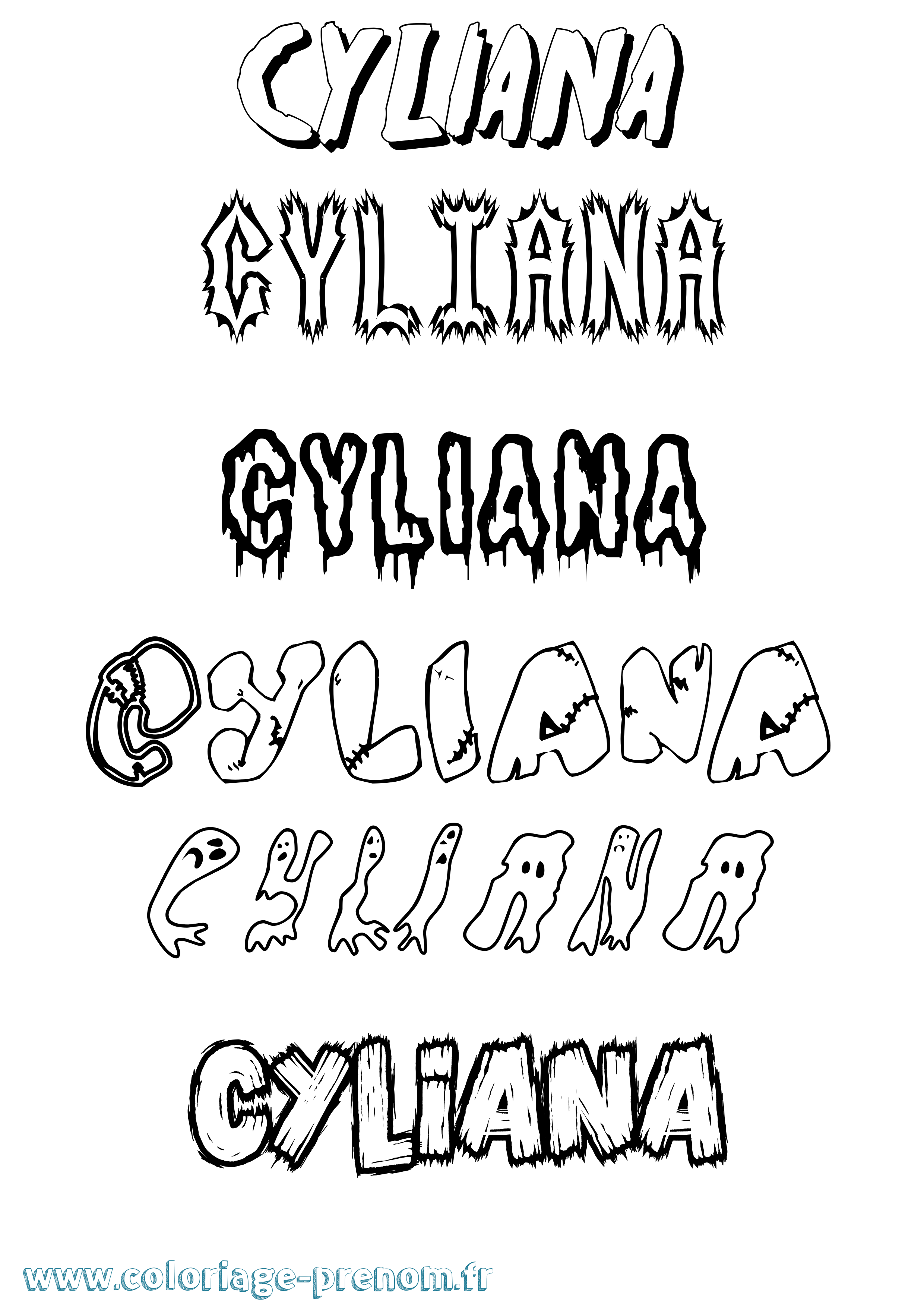 Coloriage Cyliana Frisson Coloriage prénom Cyliana Frisson