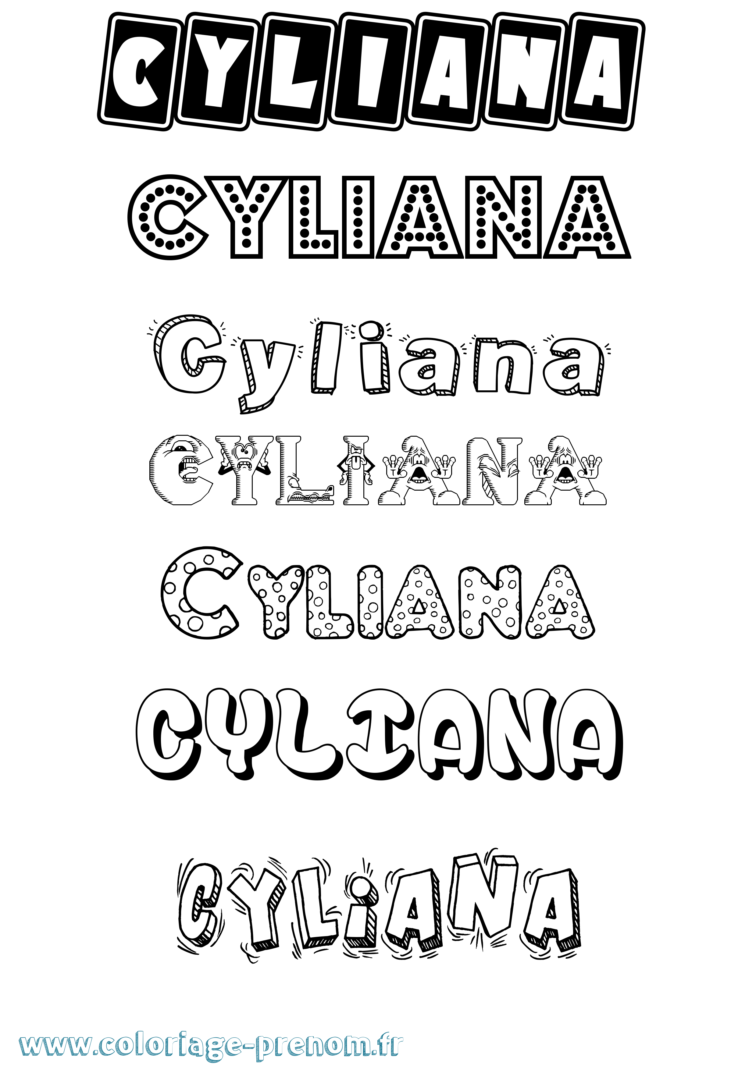 Coloriage Cyliana Fun Coloriage prénom Cyliana Fun