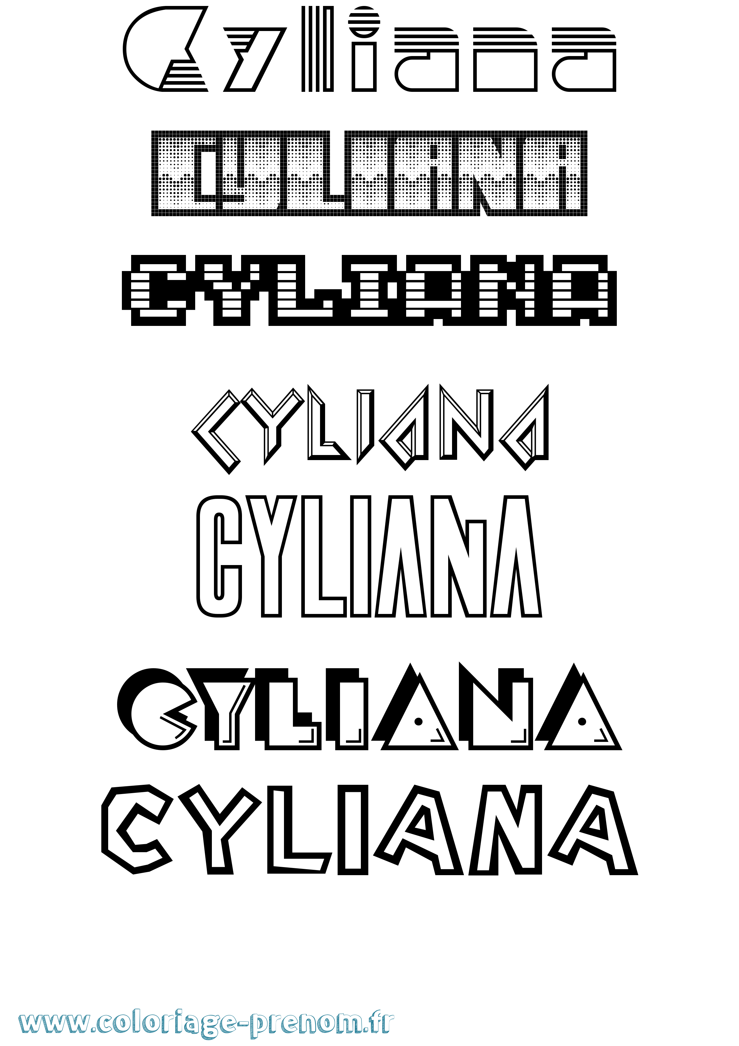 Coloriage Cyliana Jeux Vidéos Coloriage prénom Cyliana Jeux Vidéos