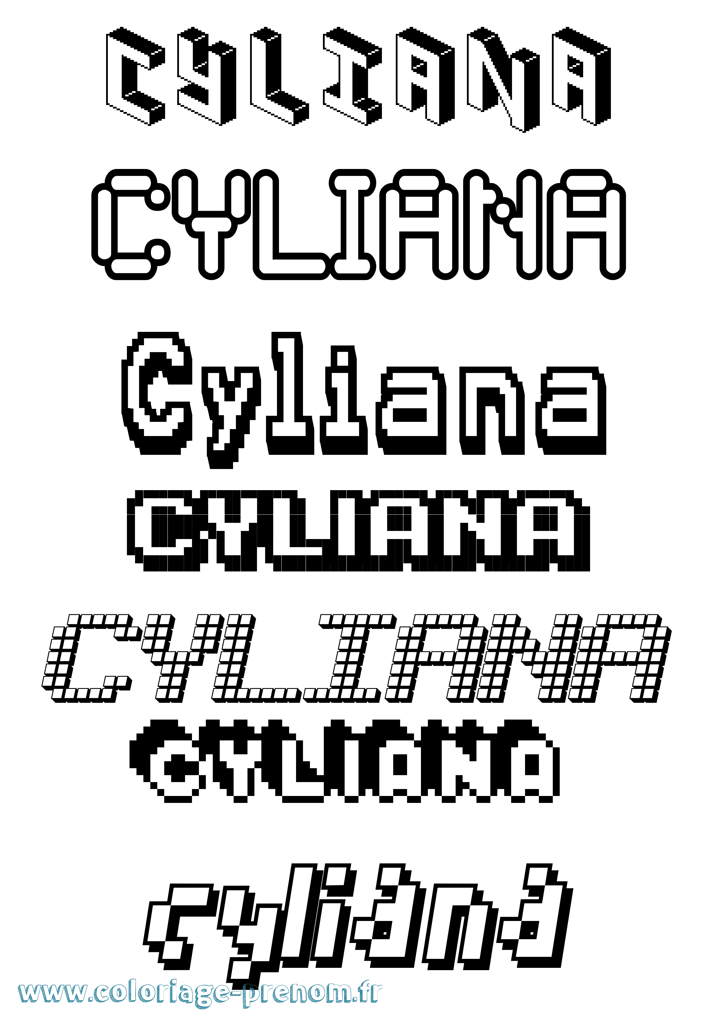 Coloriage Cyliana Pixel Coloriage prénom Cyliana Pixel