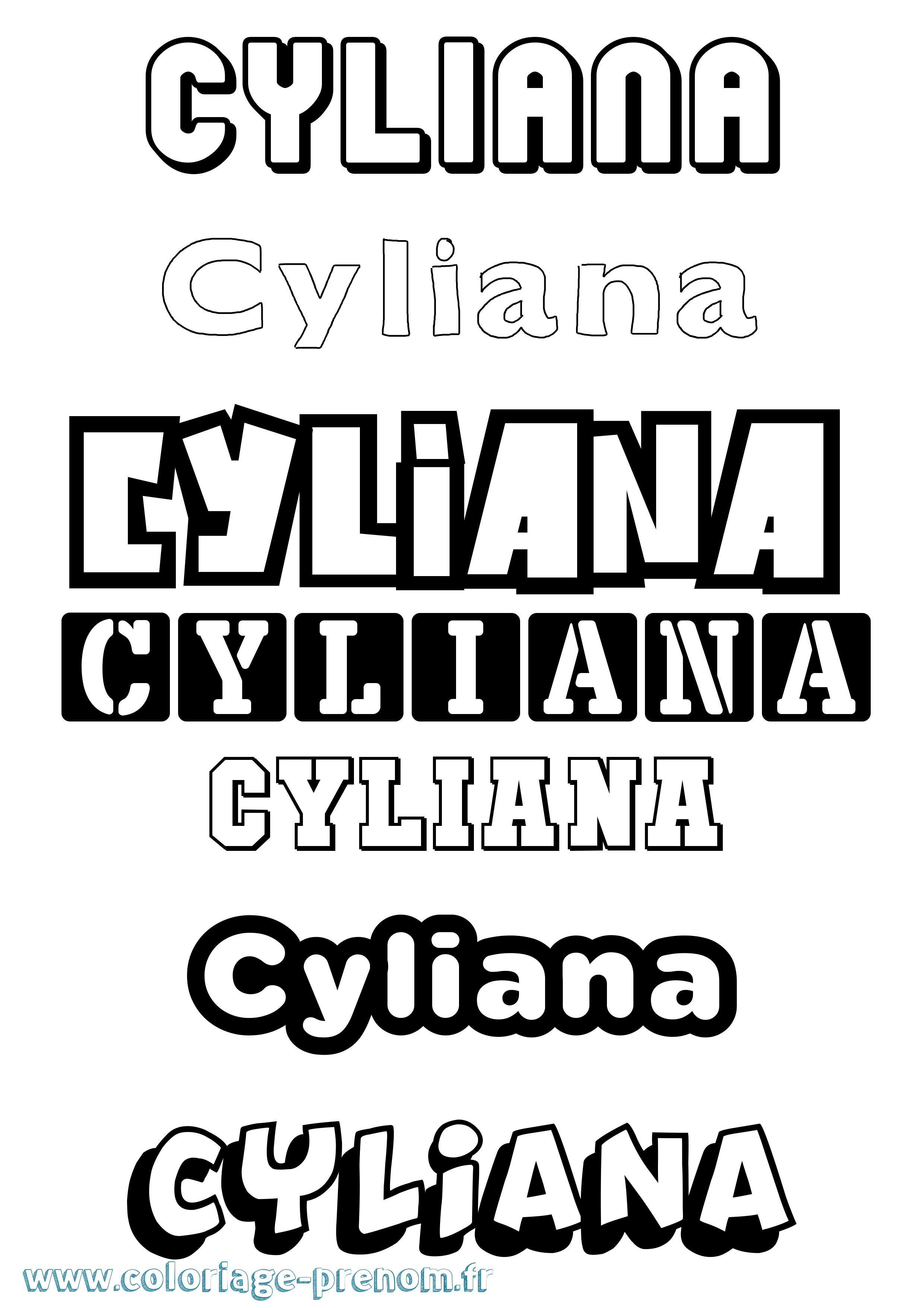 Coloriage Cyliana Simple Coloriage prénom Cyliana Simple