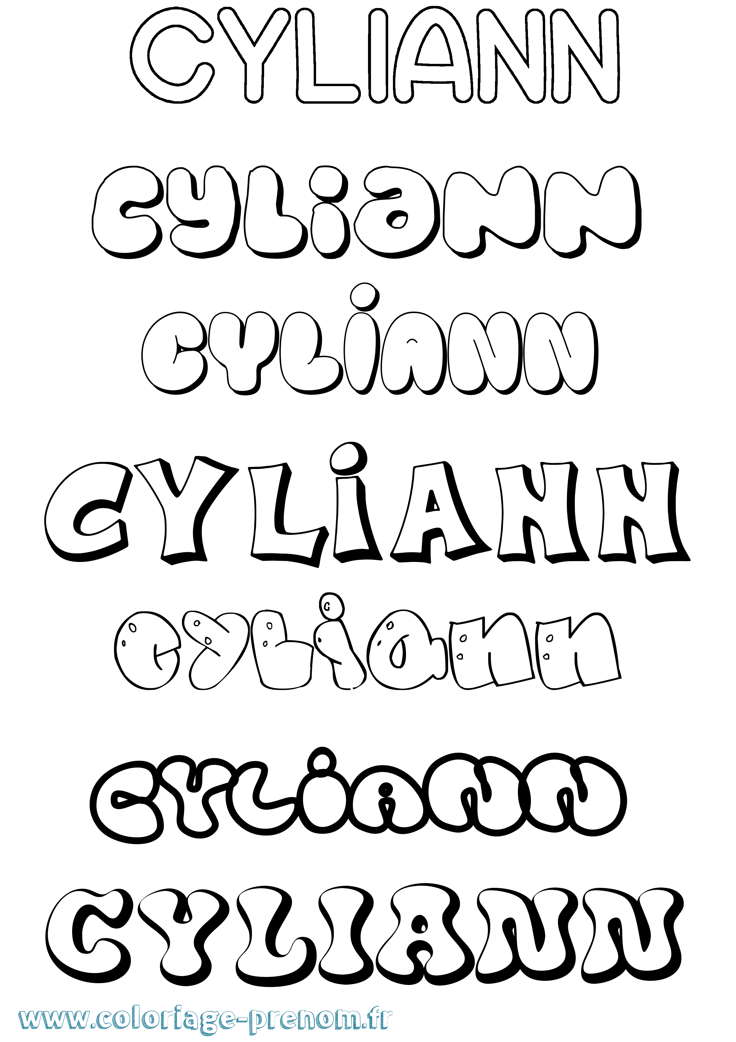 Coloriage Cyliann Bubble Coloriage prénom Cyliann Bubble