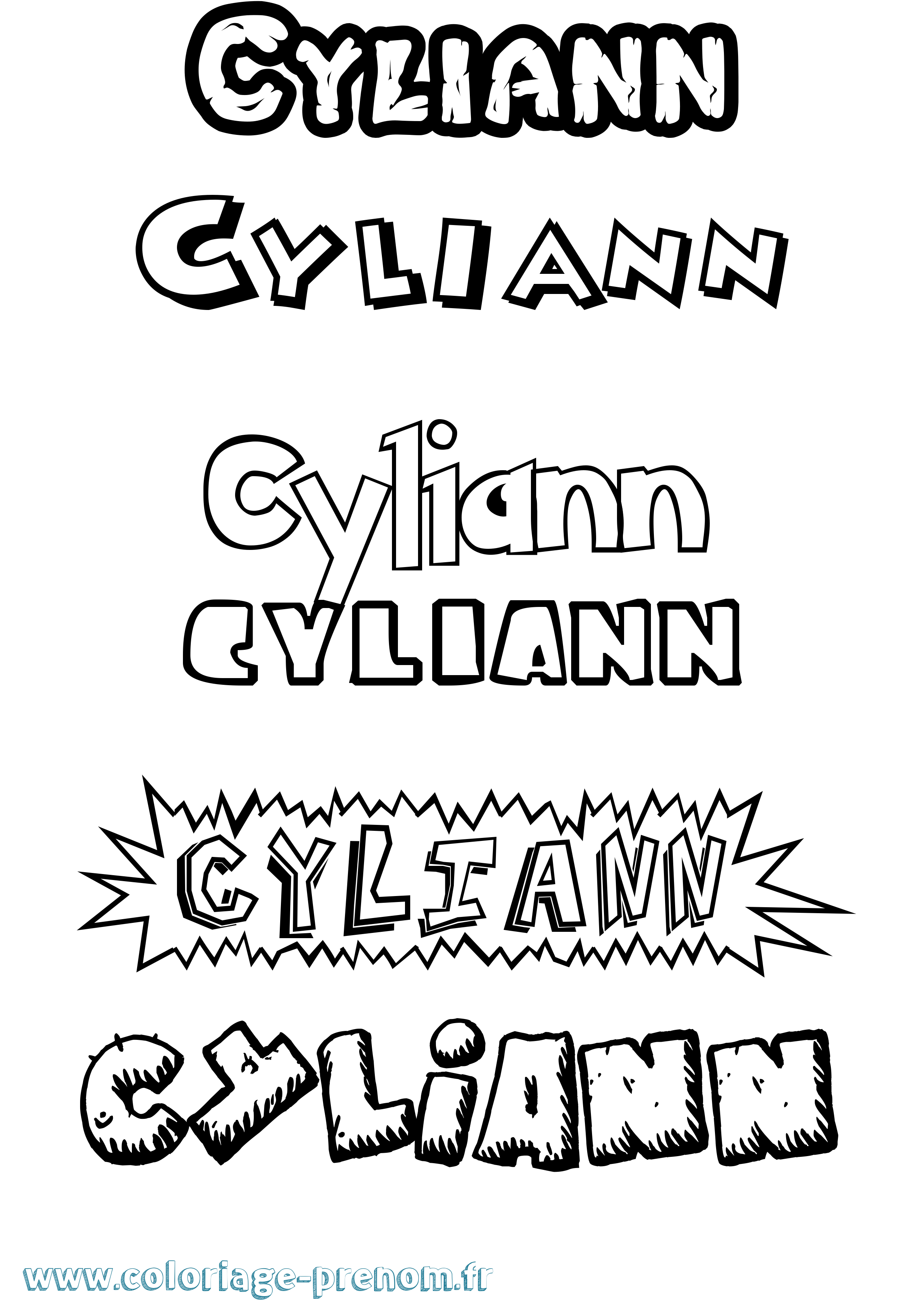 Coloriage Cyliann Dessin Animé Coloriage prénom Cyliann Dessin Animé