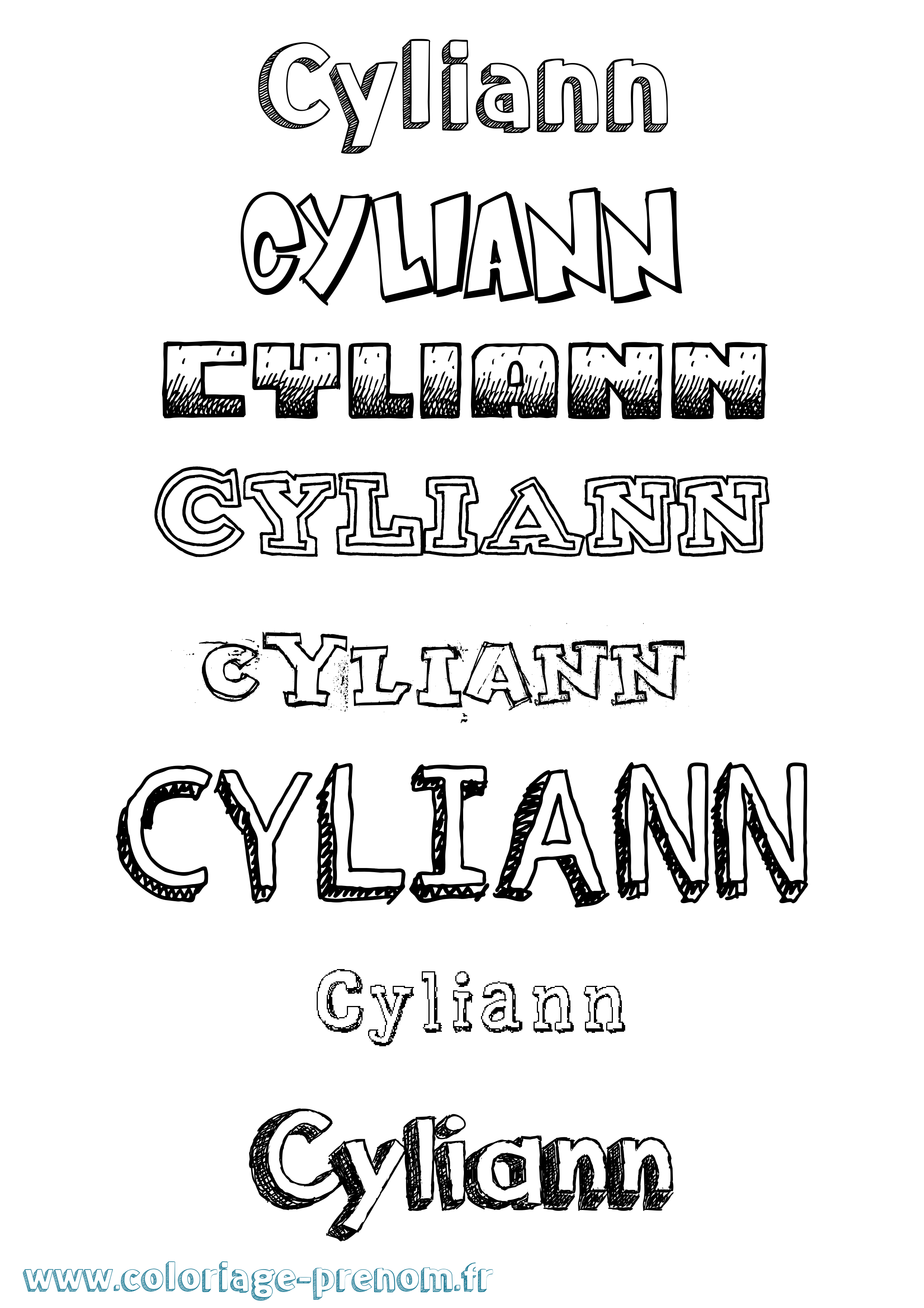 Coloriage Cyliann Dessiné Coloriage prénom Cyliann Dessiné