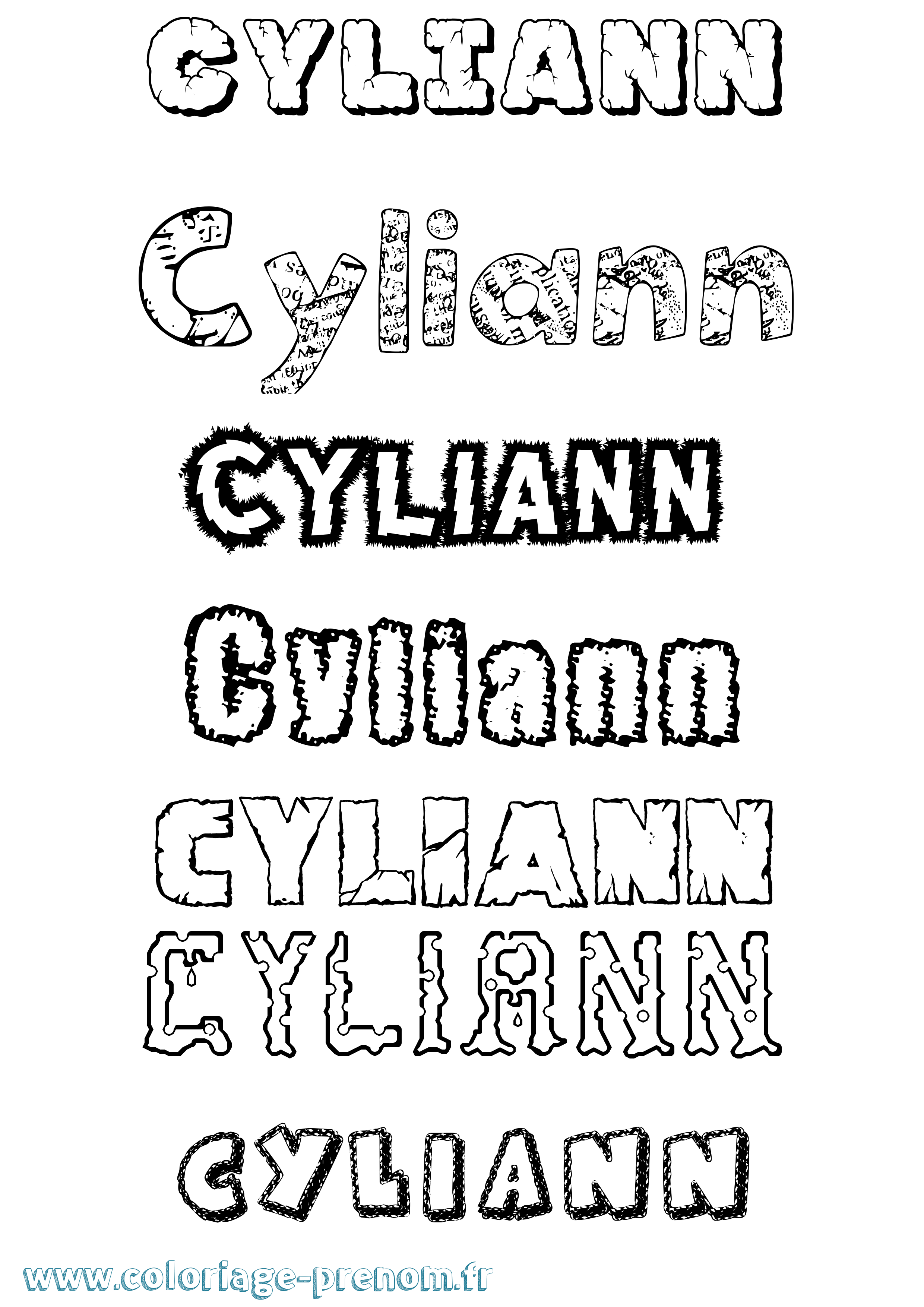 Coloriage Cyliann Destructuré Coloriage prénom Cyliann Destructuré