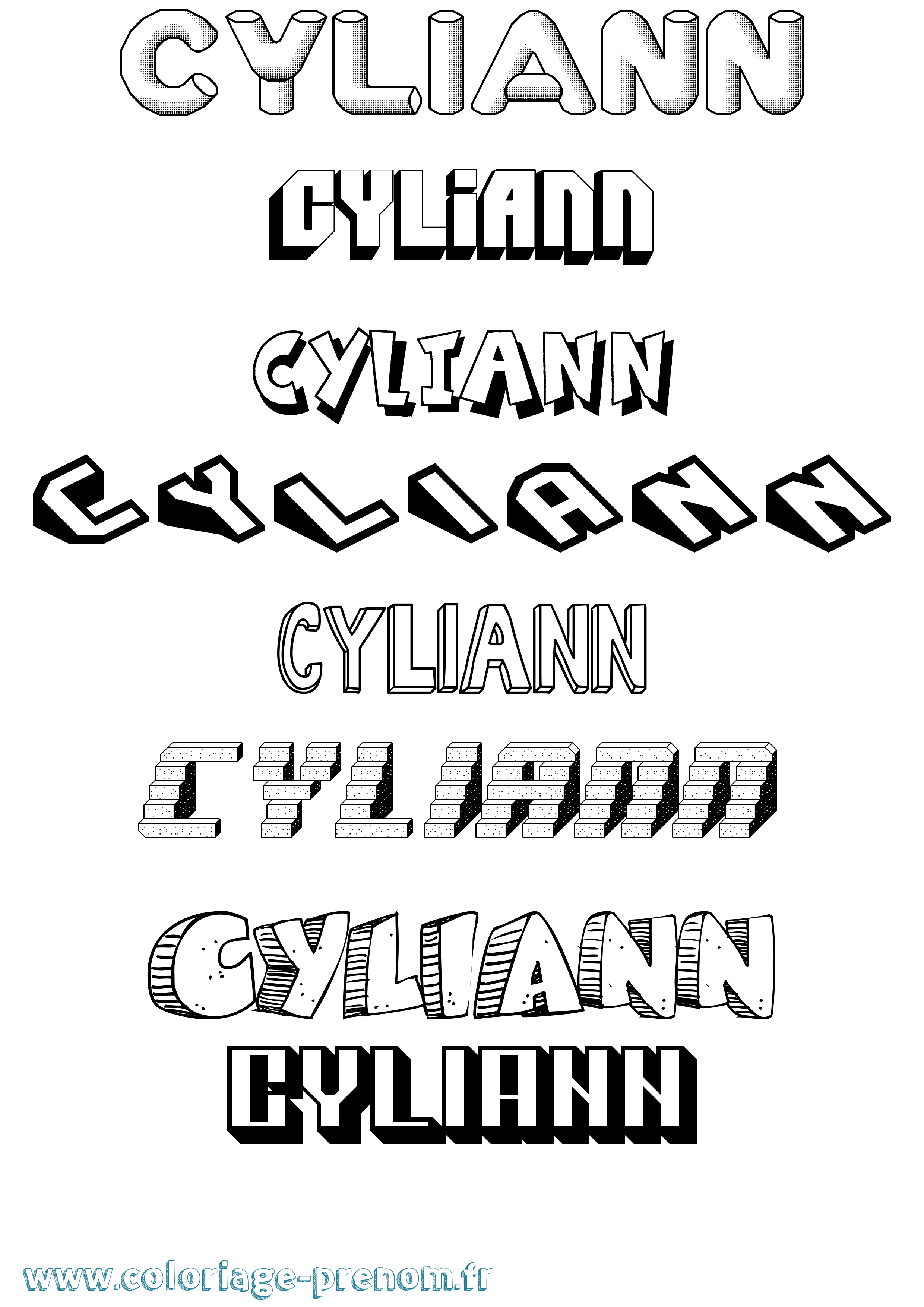 Coloriage Cyliann Effet 3D Coloriage prénom Cyliann Effet 3D