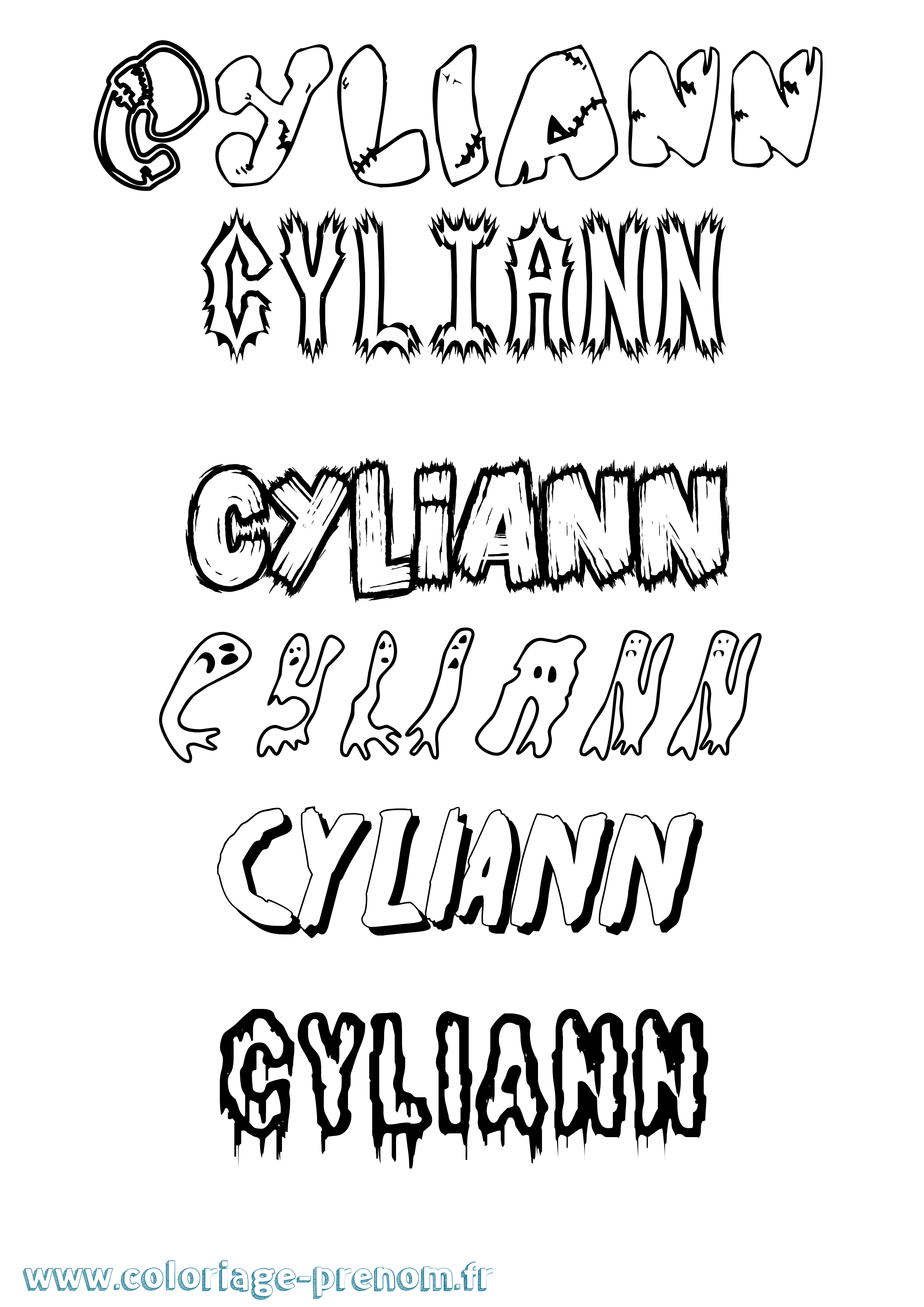 Coloriage Cyliann Frisson Coloriage prénom Cyliann Frisson