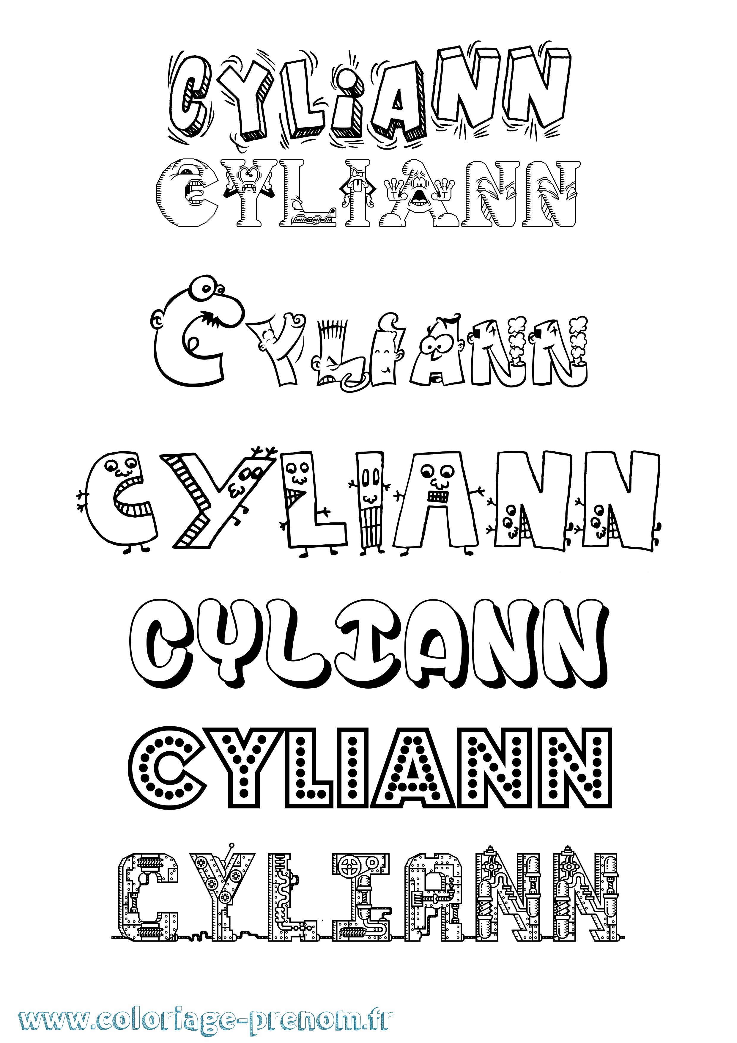 Coloriage Cyliann Fun Coloriage prénom Cyliann Fun