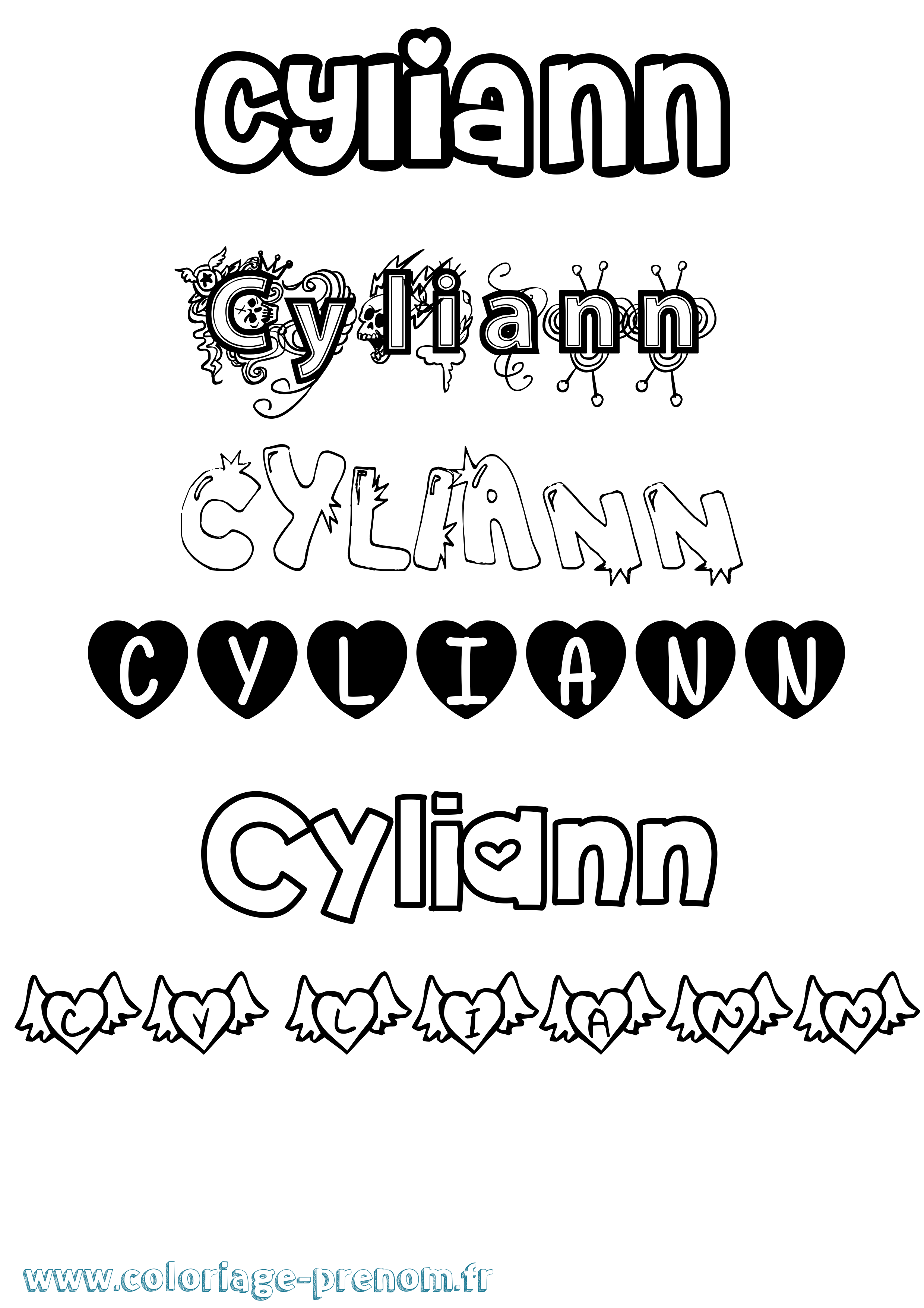 Coloriage Cyliann Girly Coloriage prénom Cyliann Girly