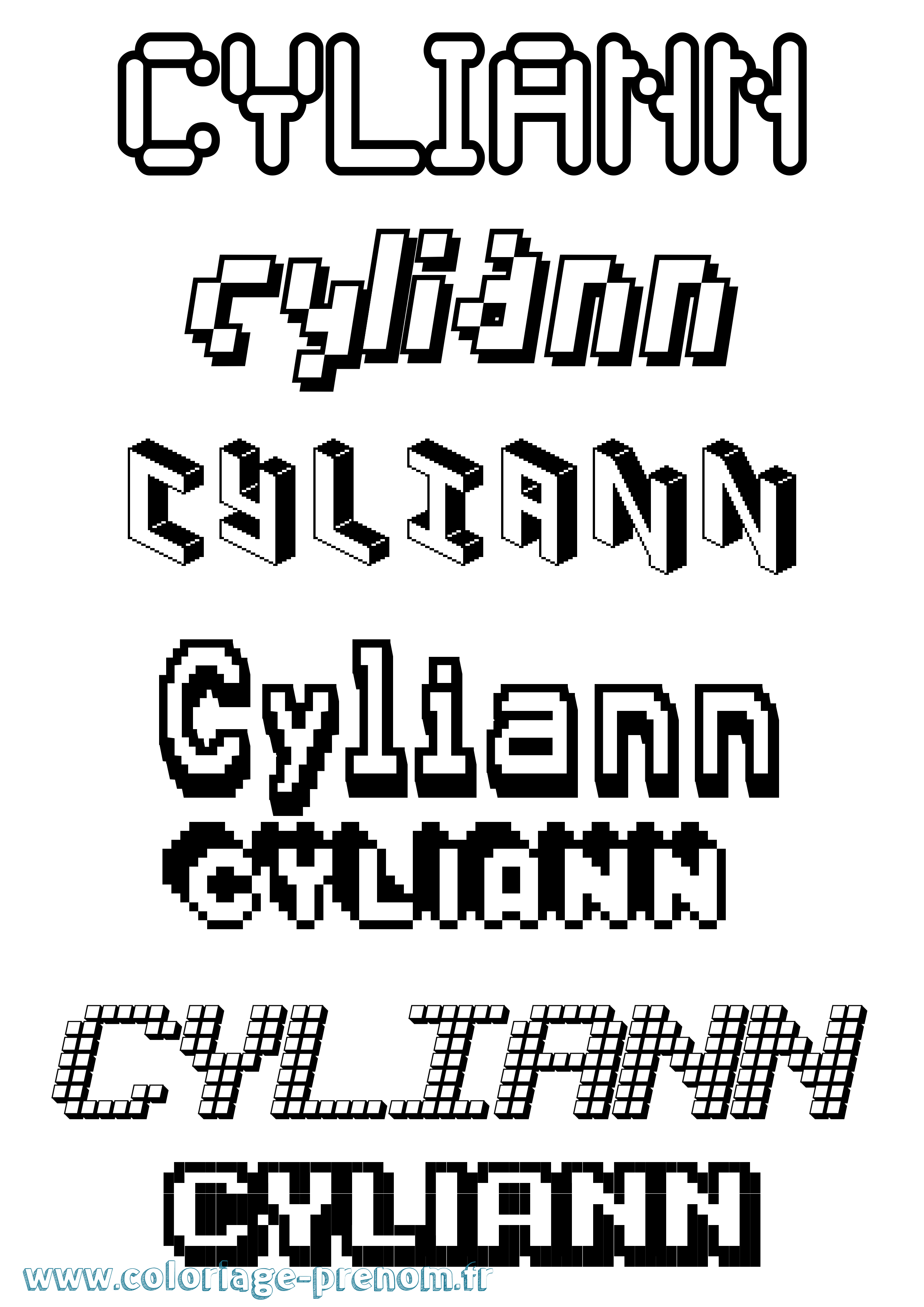 Coloriage Cyliann Pixel Coloriage prénom Cyliann Pixel