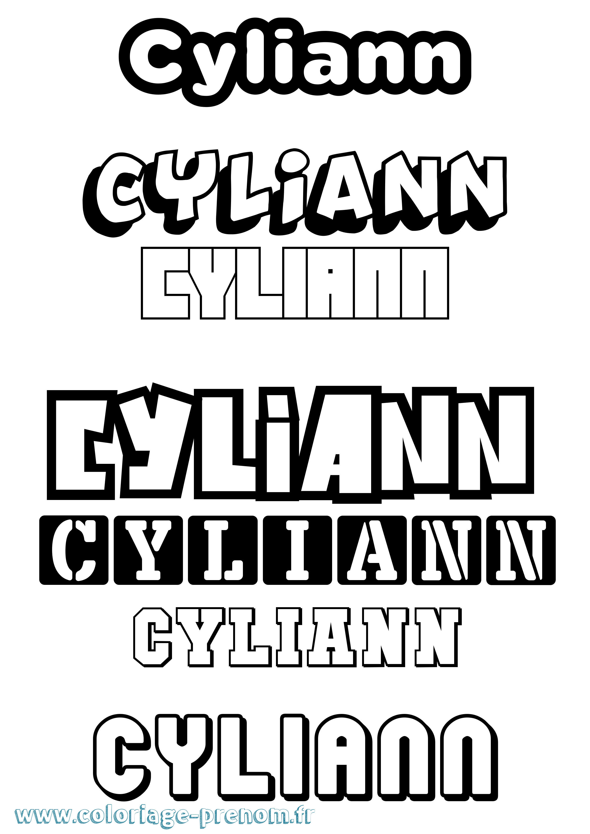 Coloriage Cyliann Simple Coloriage prénom Cyliann Simple