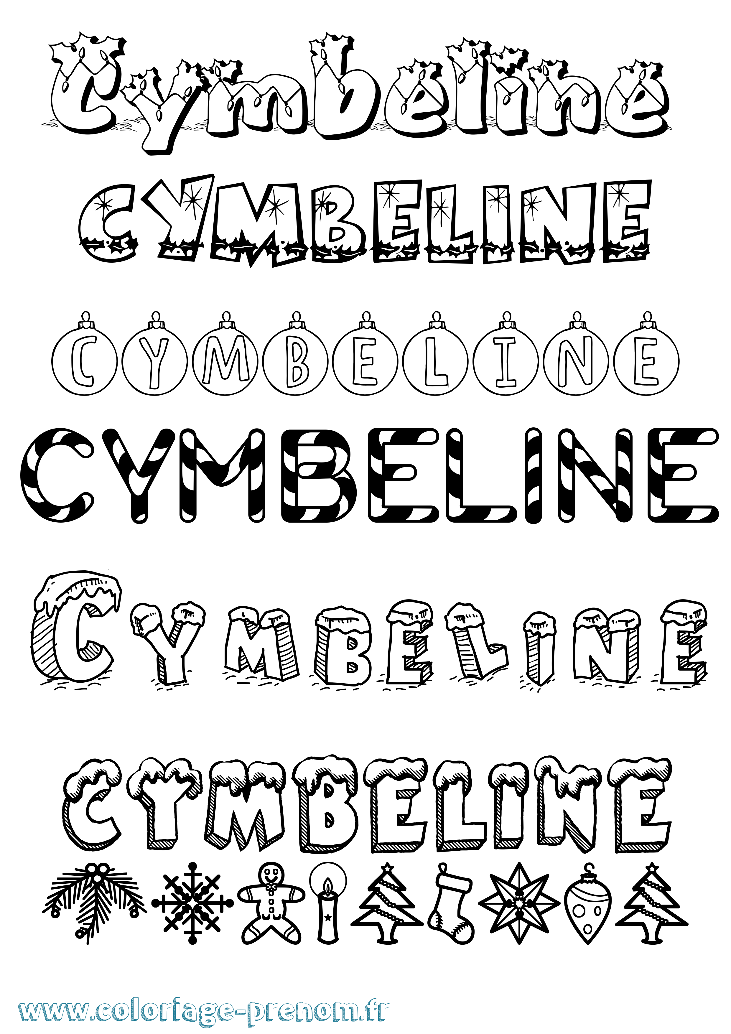 Coloriage Cymbeline Noël Coloriage prénom Cymbeline Noël