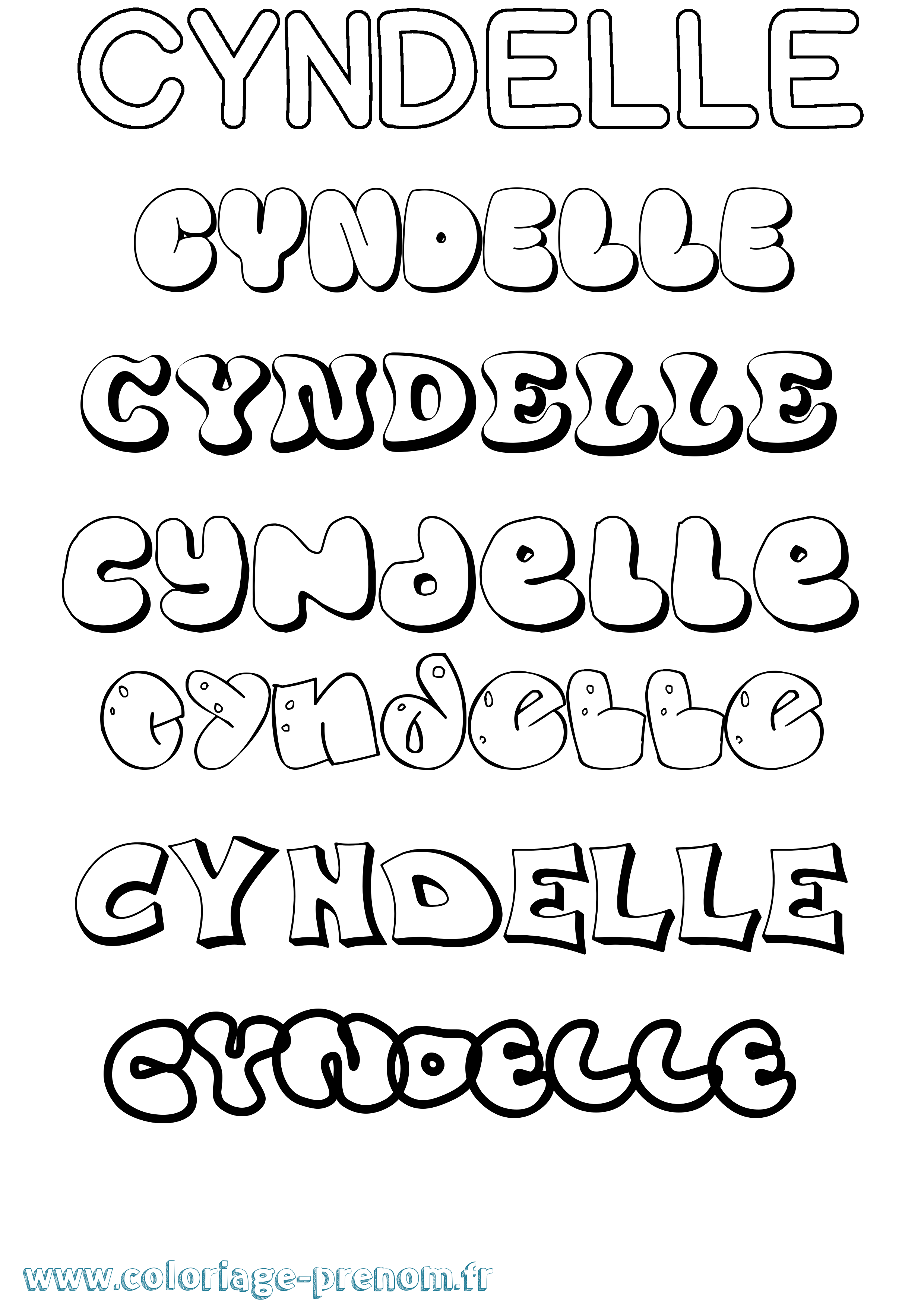 Coloriage Cyndelle Bubble Coloriage prénom Cyndelle Bubble
