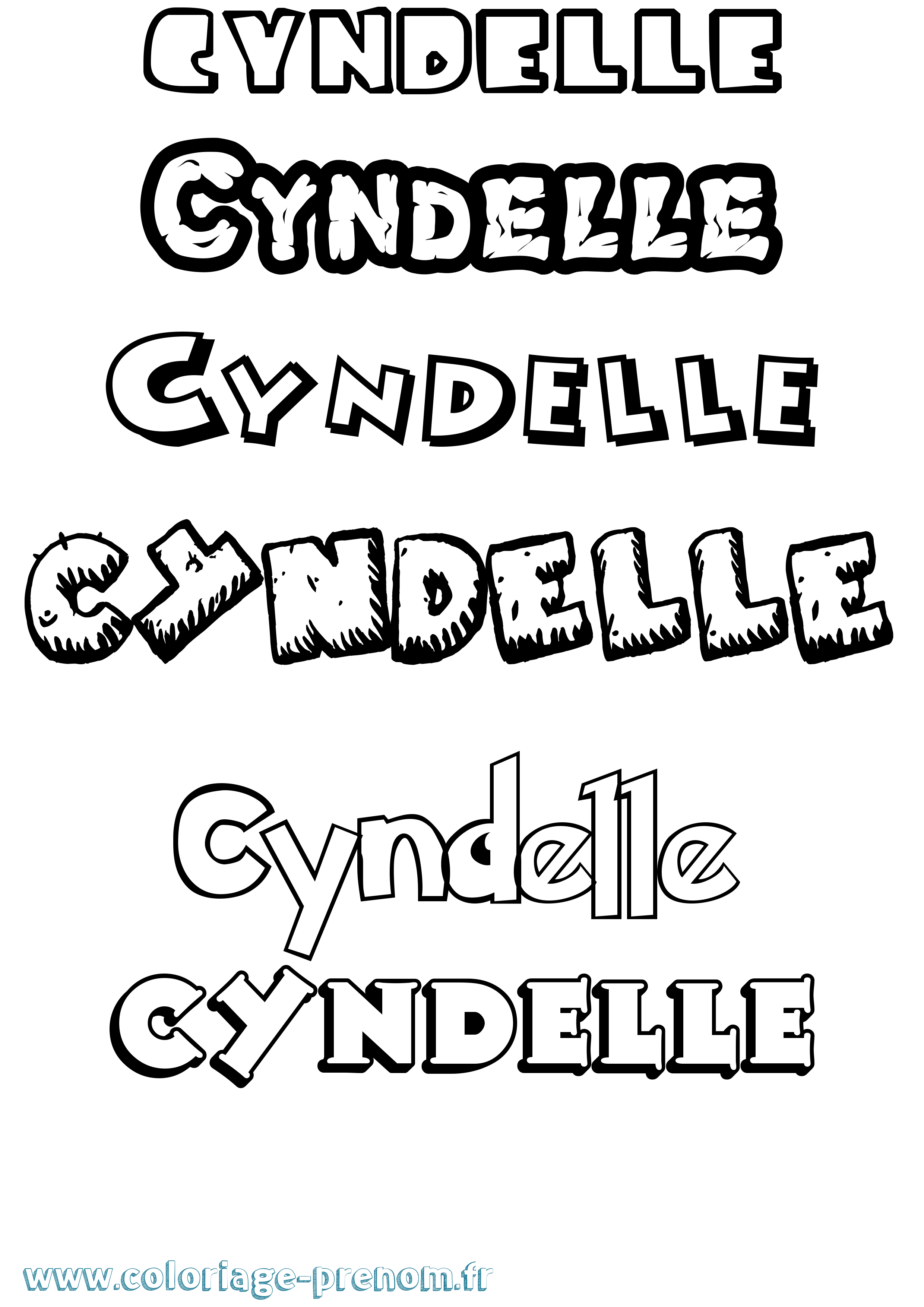 Coloriage Cyndelle Dessin Animé Coloriage prénom Cyndelle Dessin Animé